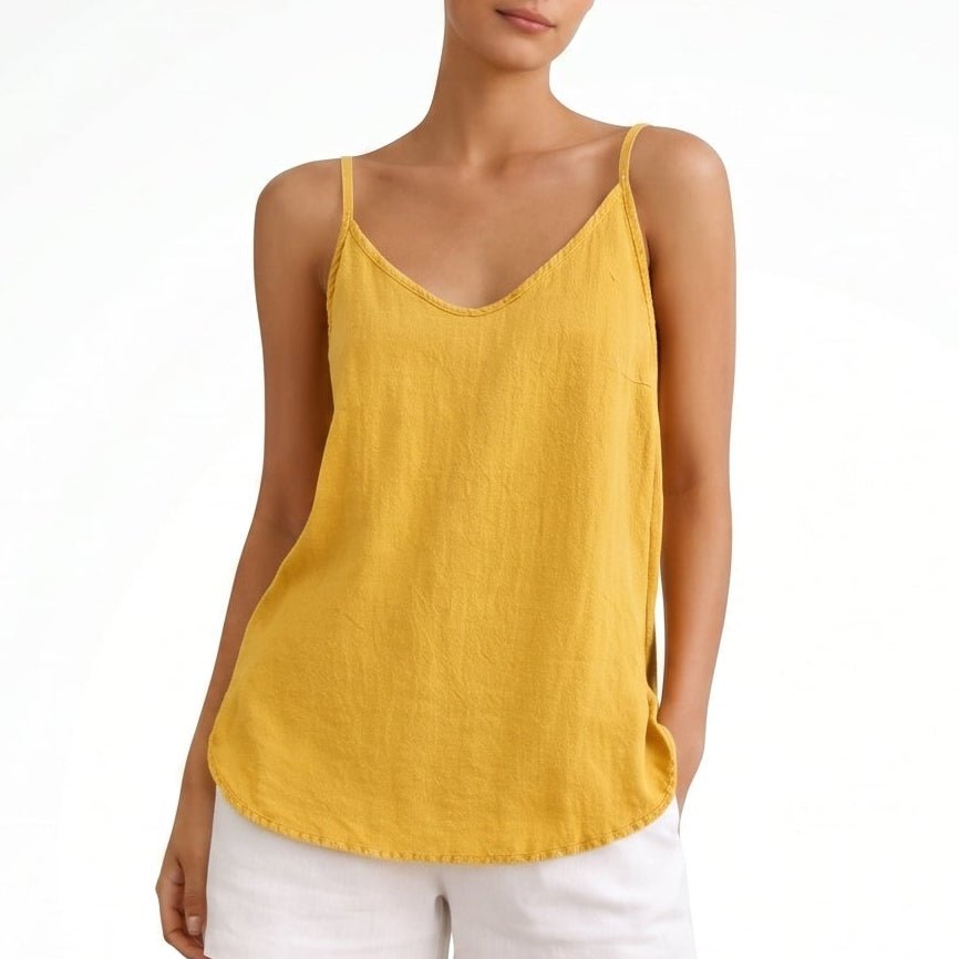 Sophie - Women's Summer V-Neck Cami Top Relaxed Fit - Tops - Yellow - Davies & Cooper