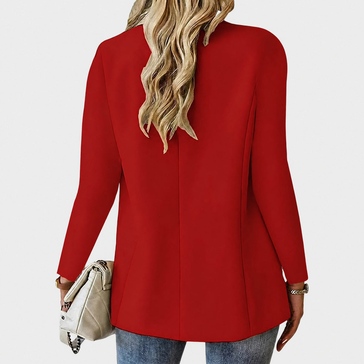 Sophie - Women's Tailored Single-Button Blazer with Notch Lapel - Red - Davies & Cooper