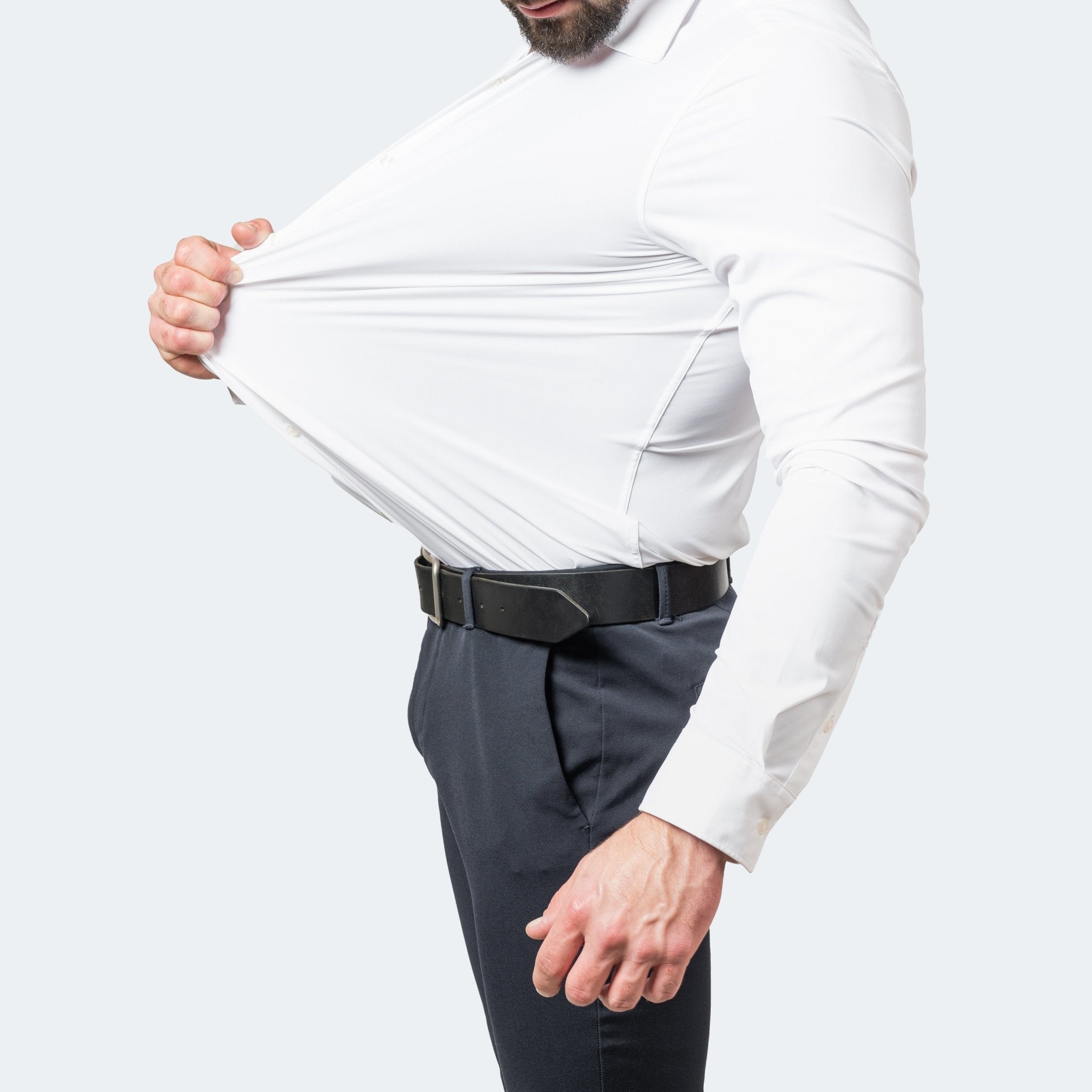 William - Men's Slim Fit Long Sleeve Stretch Shirt with Button Cuffs
