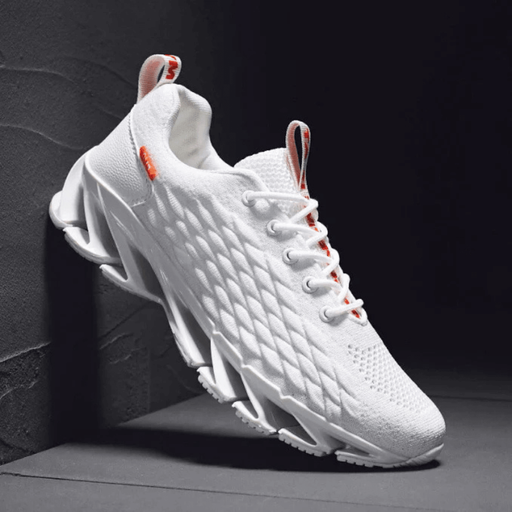 Theo - Men's Orthopaedic Lace-Up Knit Trainers with Grip Sole - Sneakers - White - Davies & Cooper