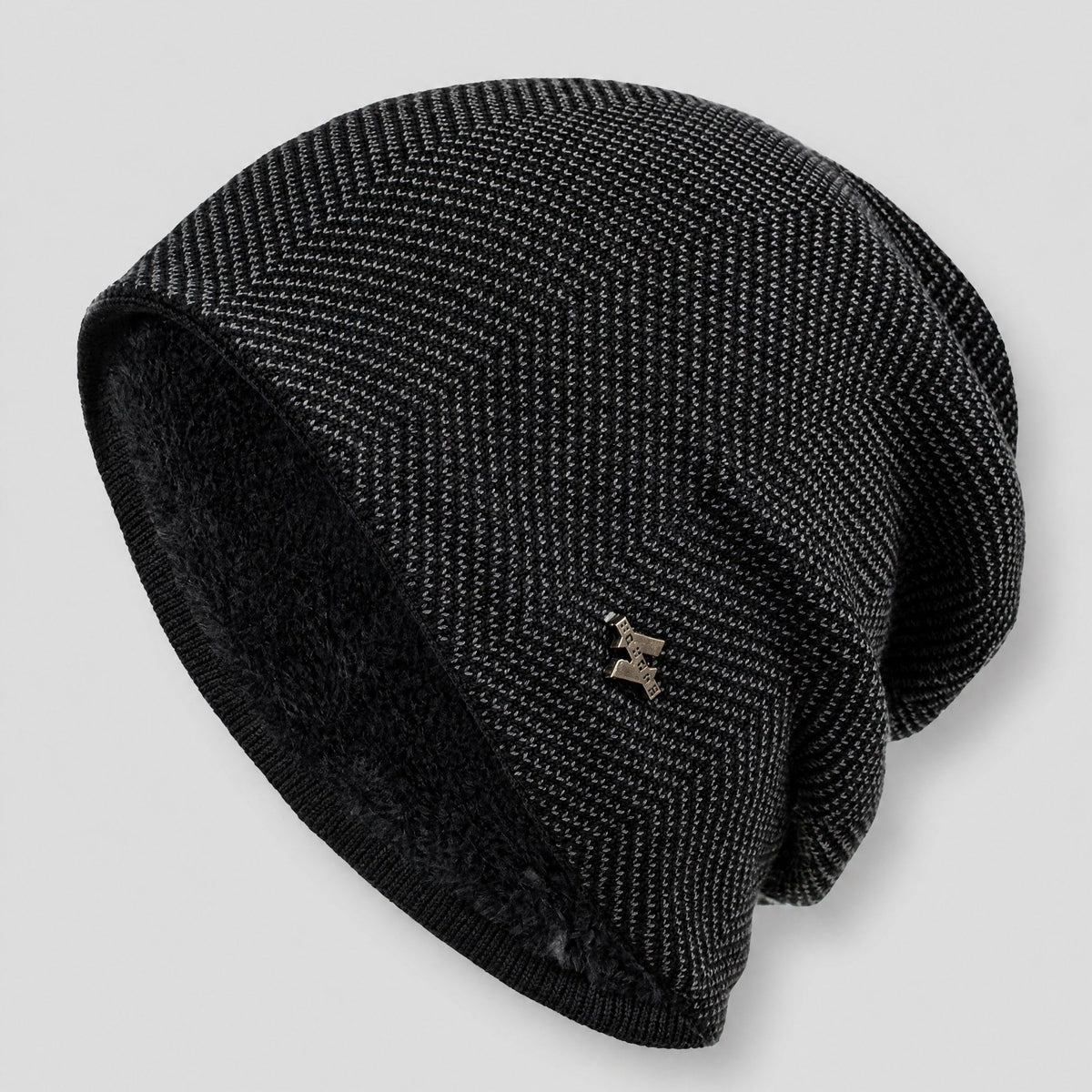 Thomas - Men's Slouchy Soft-Lined Winter Beanie Hat - Beanies - Black - Davies & Cooper