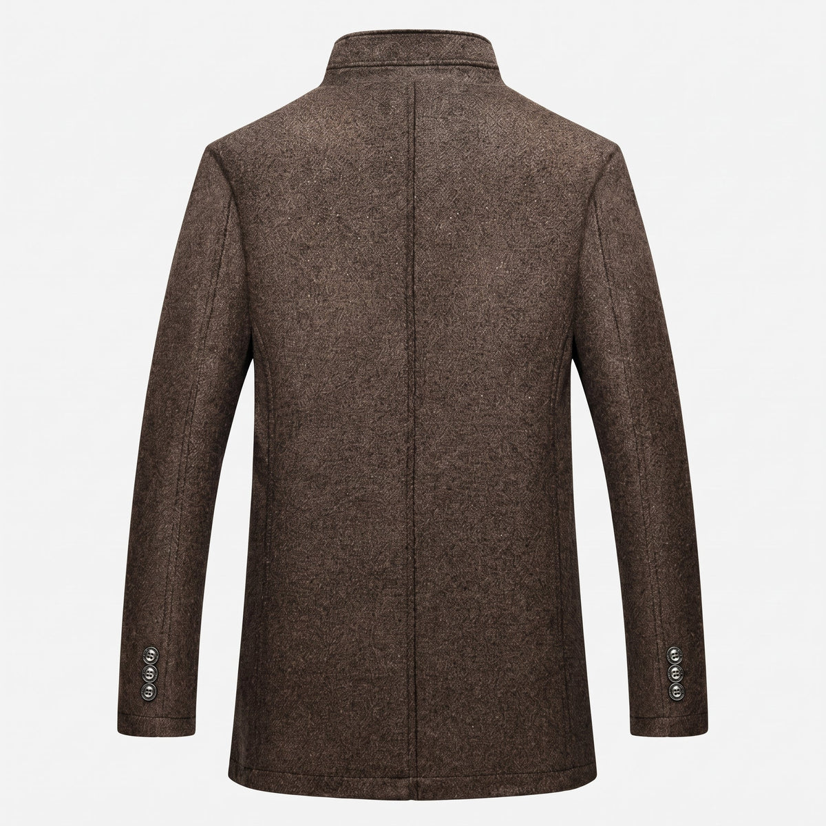 Thomas - Men's Wool-Look Longline Overcoat with Detachable Quilted Inner Vest - Overcoats - Brown - Davies & Cooper