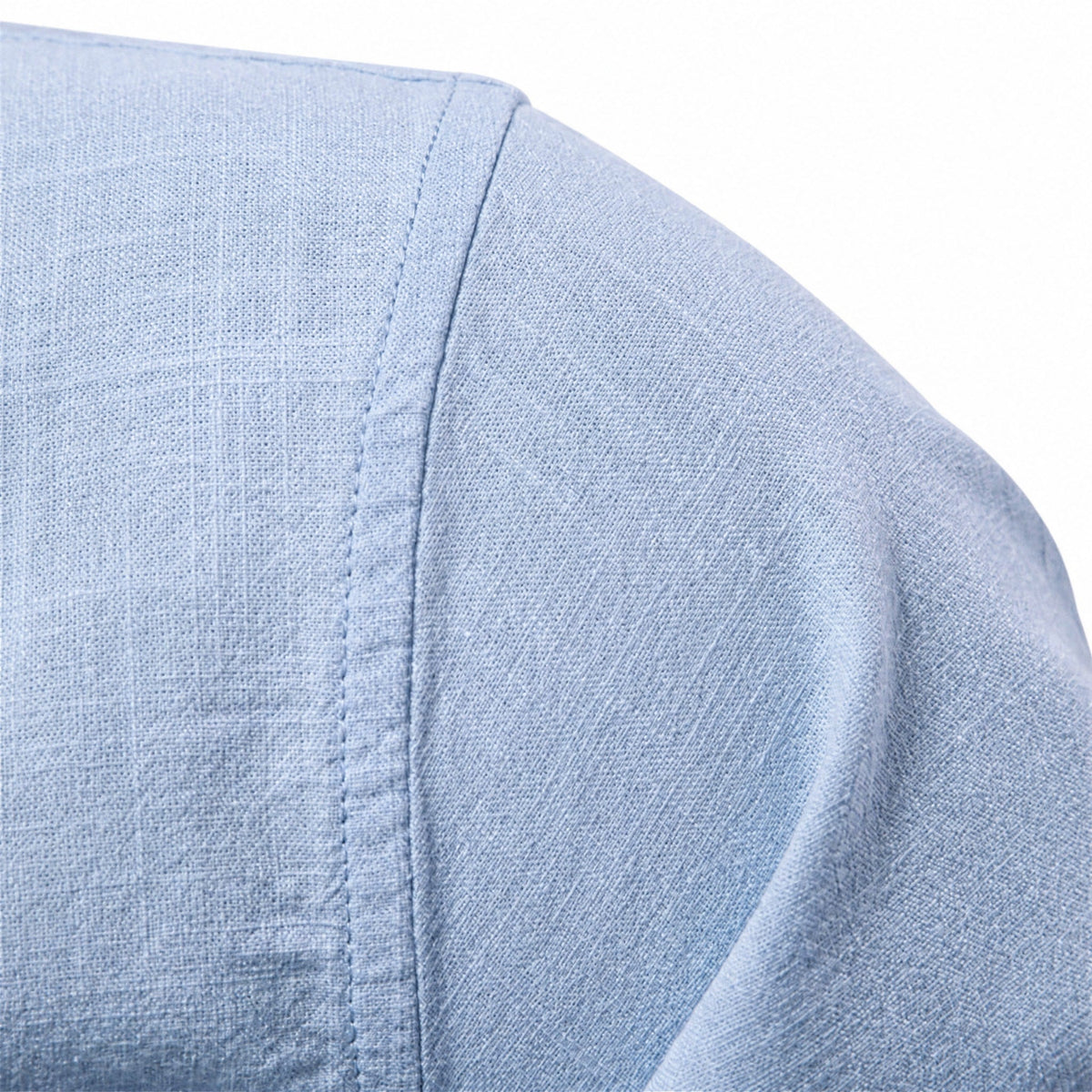 Tom - Men's Mandarin Collar Long Sleeve Shirt with Contrast Placket Trim - Shirts - Blue - Davies & Cooper