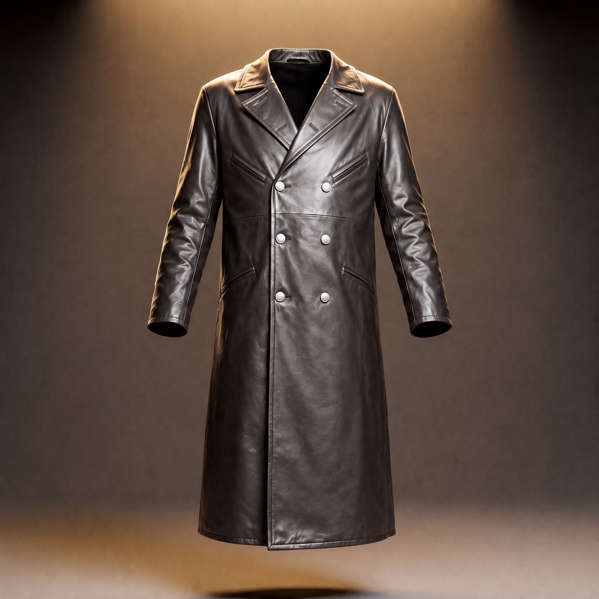 William - Men's Double-Breasted Longline Overcoat with Metal Buttons - Trench Coats - Grey - Davies & Cooper
