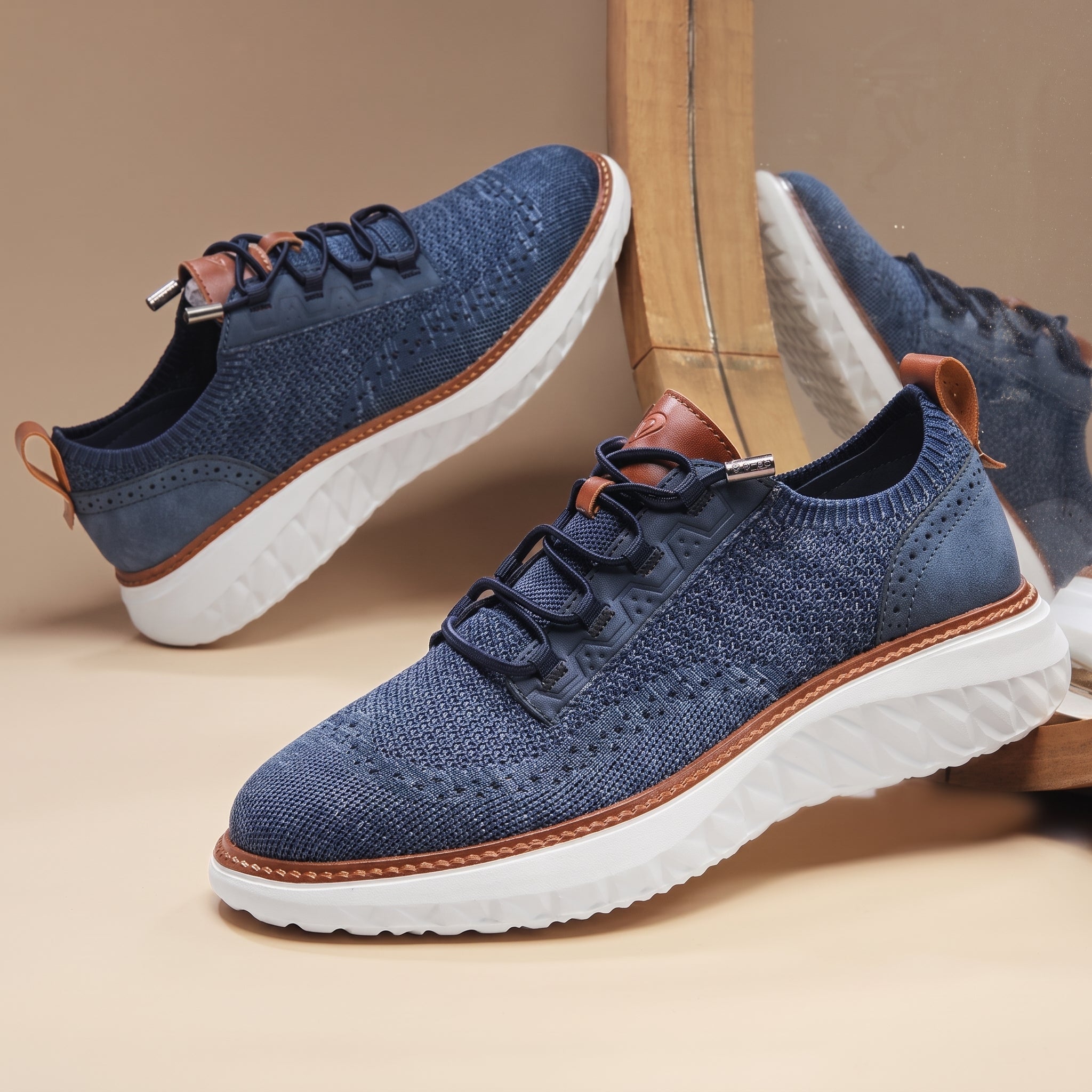 William - Men's Orthopaedic Lace-Up Cushioned Sole Trainers - Trainers - Blue - Davies & Cooper