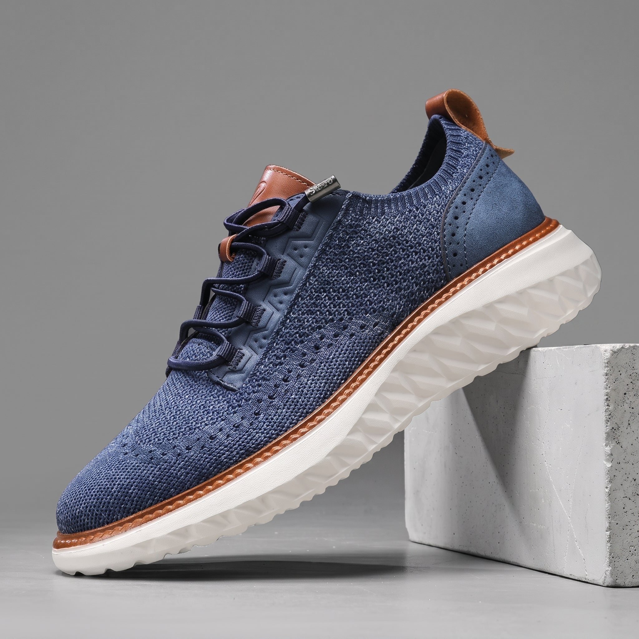 William - Men's Orthopaedic Lace-Up Cushioned Sole Trainers - Trainers - Blue - Davies & Cooper