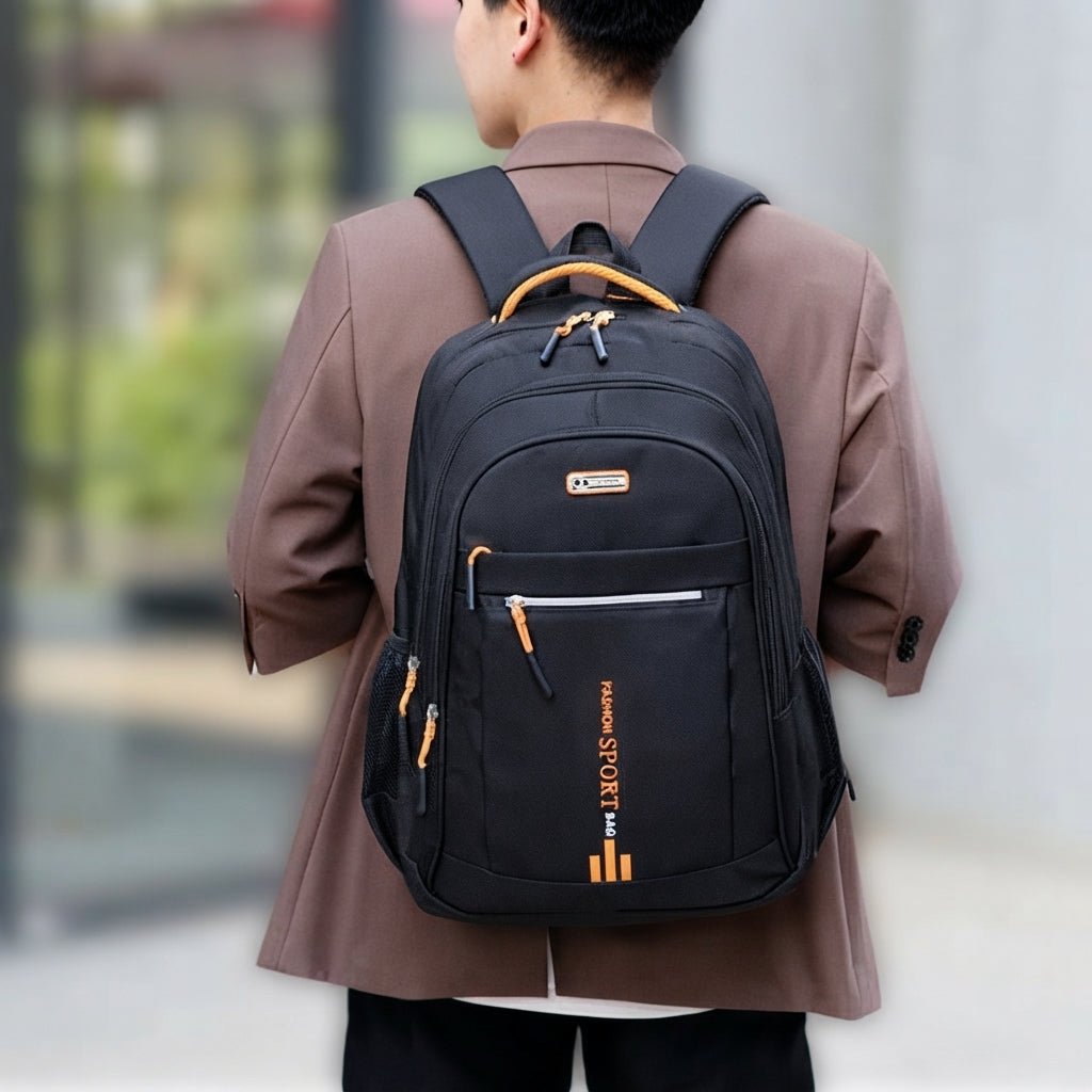 William - Men's Water-Resistant Backpack with Side Pockets - Backpacks - Orange - Davies & Cooper