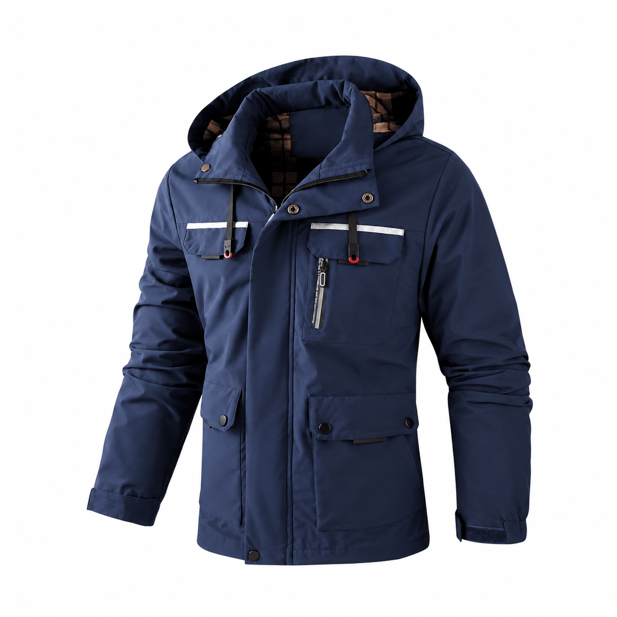 William - Men's Winter Hooded Parka Jacket with Multiple Zip Pockets - Parkas - Navy - Davies & Cooper