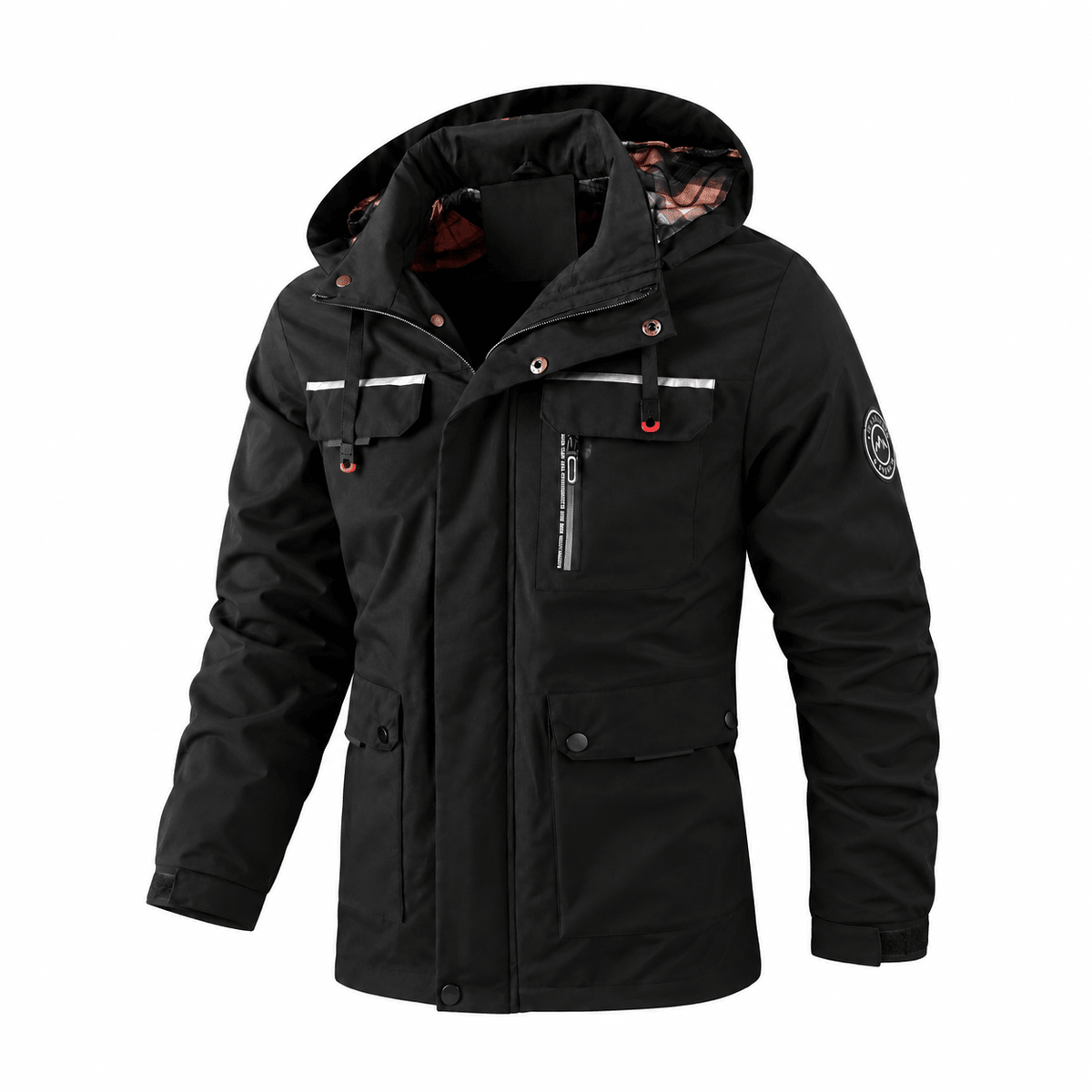 William - Men's Winter Hooded Parka Jacket with Multiple Zip Pockets - Parkas - Black - Davies & Cooper