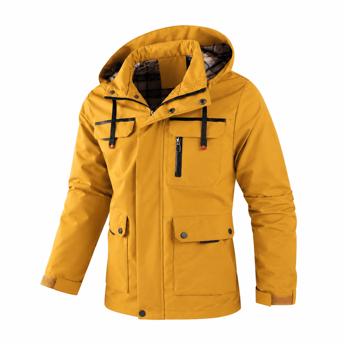William - Men's Winter Hooded Parka Jacket with Multiple Zip Pockets - Parkas - Yellow - Davies & Cooper