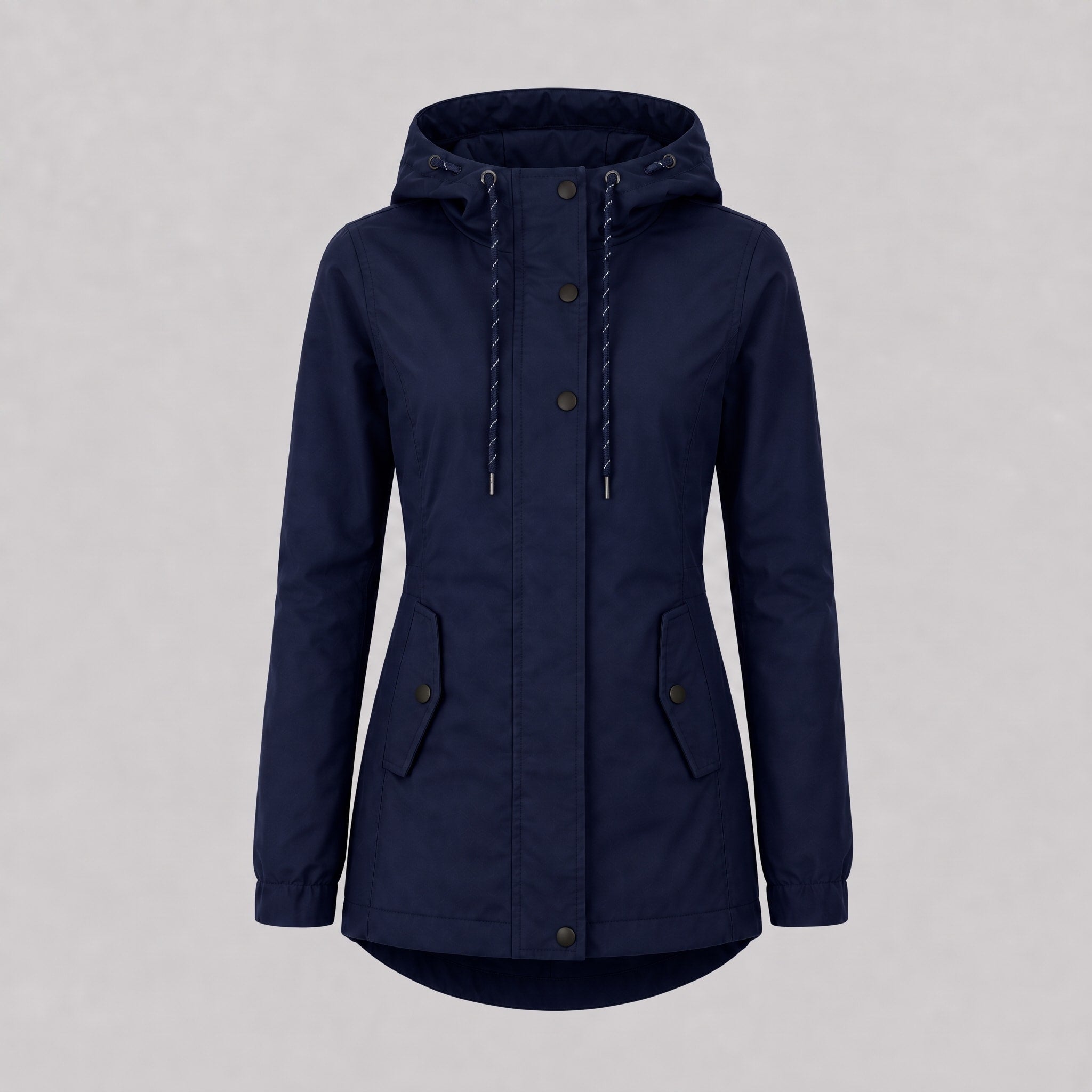 Teresa - Women's Hooded Jacket with Fitted Waist and Snap Button Front