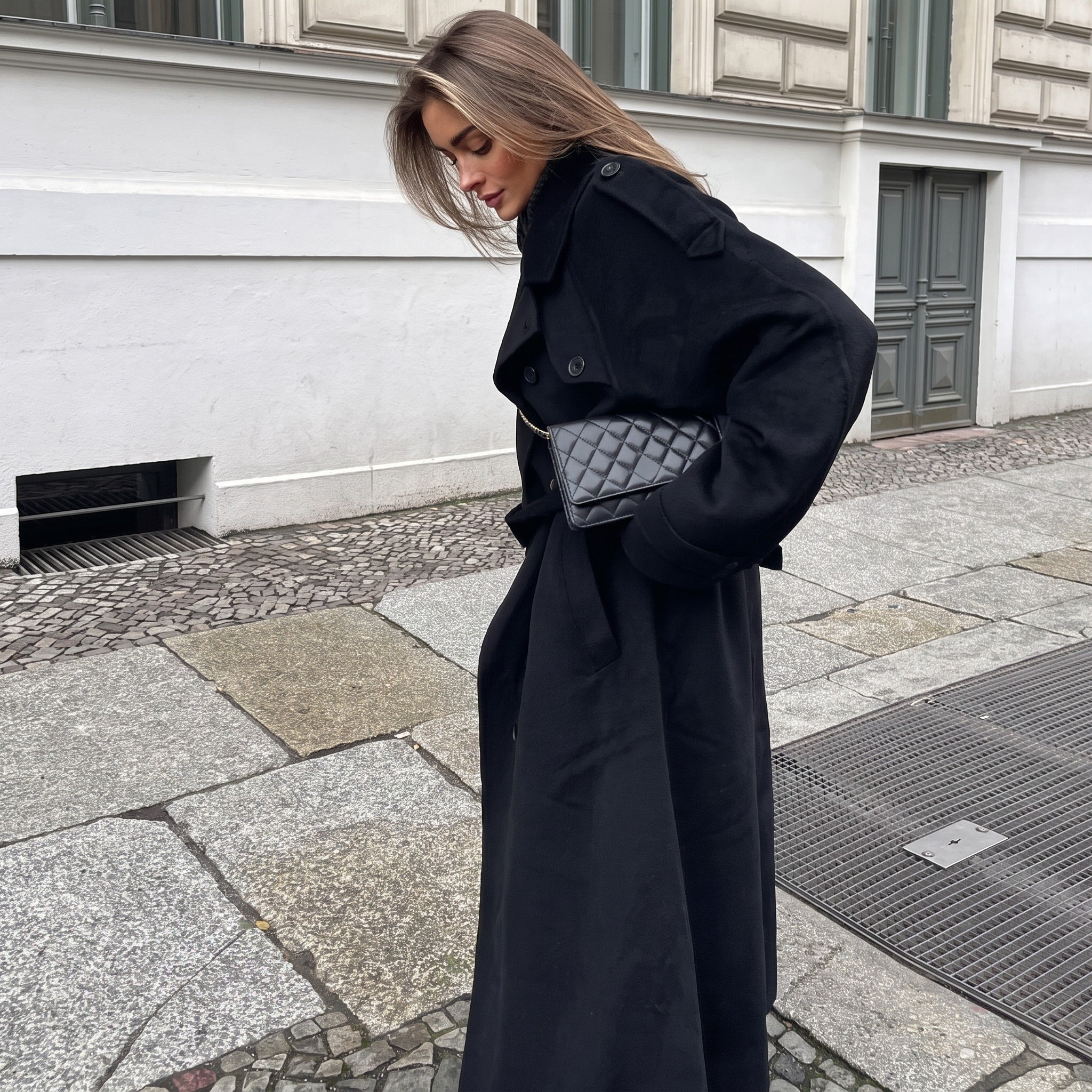 Sophie - Women's Oversized Longline Trench Coat with Belted Waist