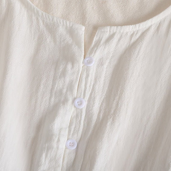 Clara - Women's Summer Embroidered Trim Button-Front Midi Dress