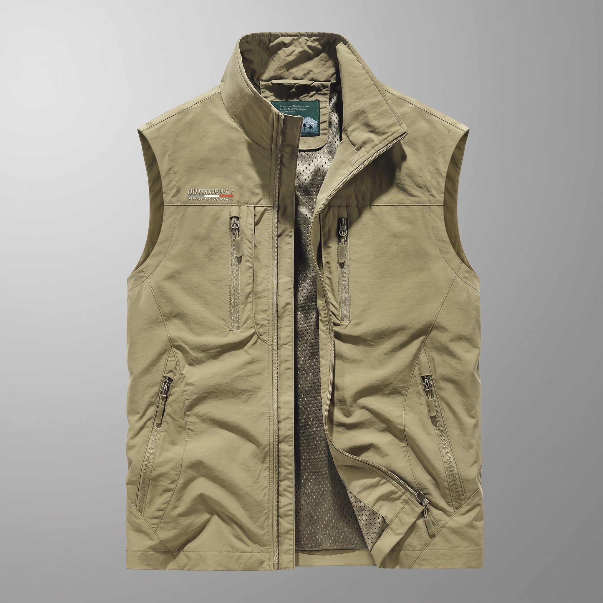 James - Men's Zip-Up Gilet with Multiple Pockets and Stand Collar