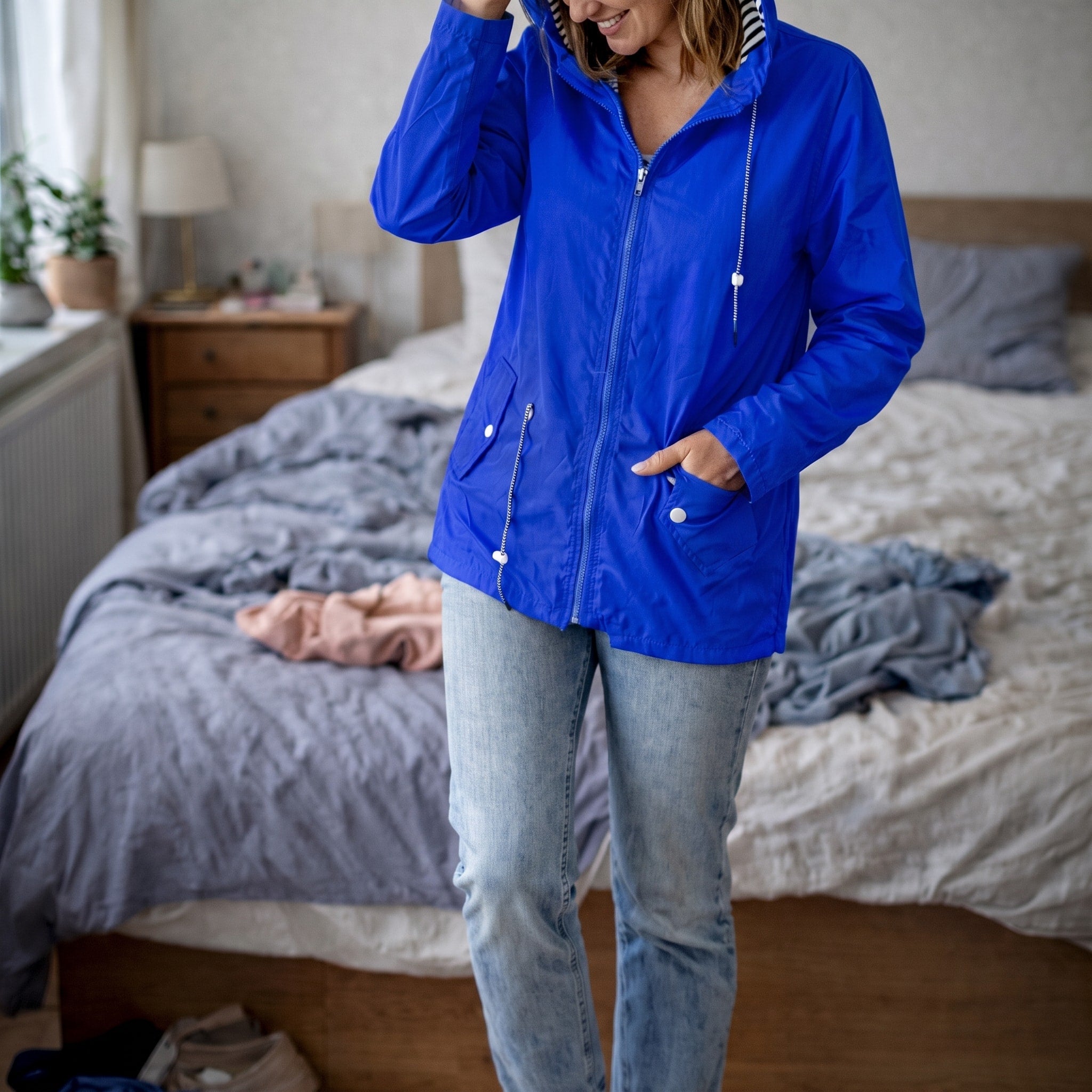 Amelia - Women's Hooded Transitional Jacket with Drawstring Waist