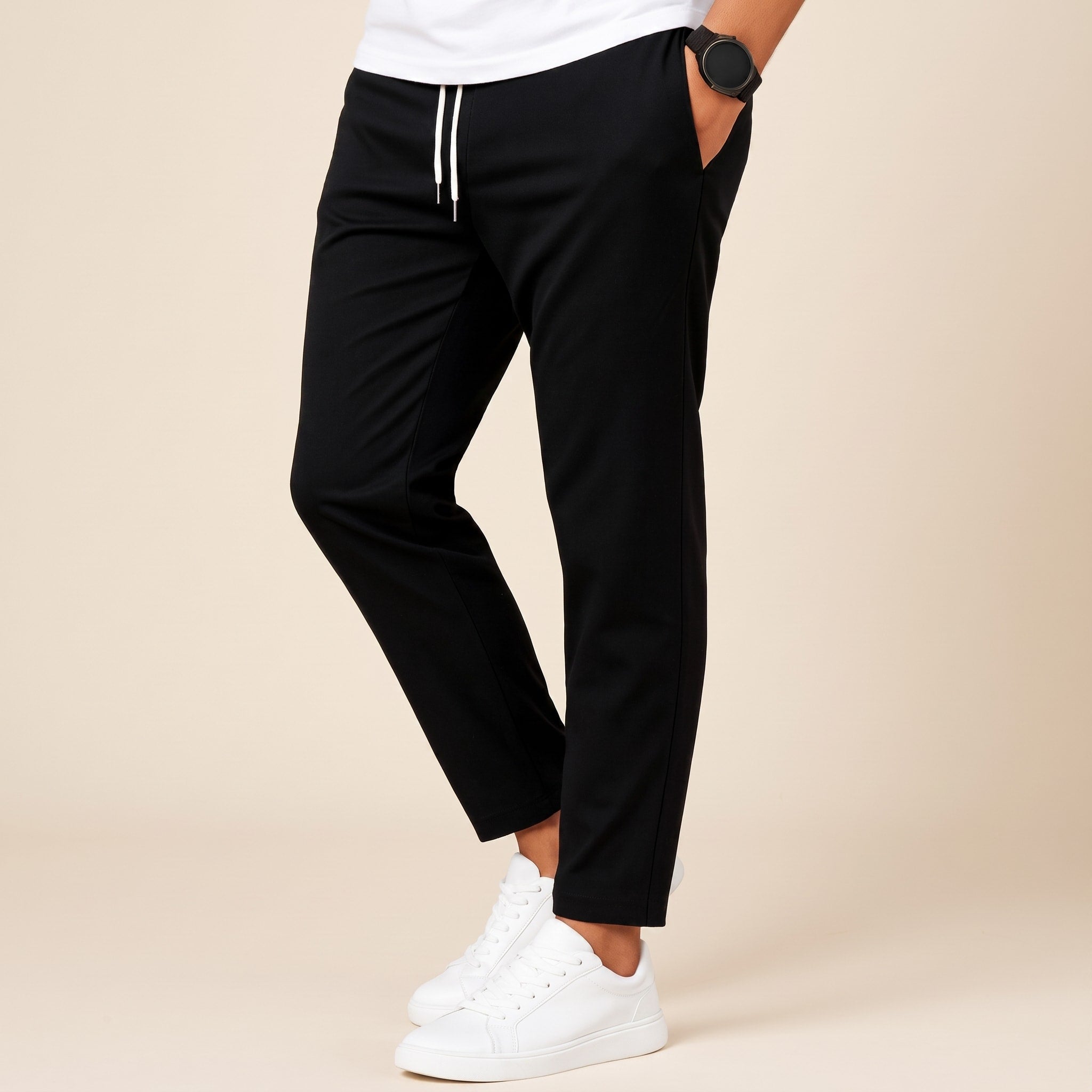 James - Men's Slim Fit Elastic Waist Chinos with Drawstring