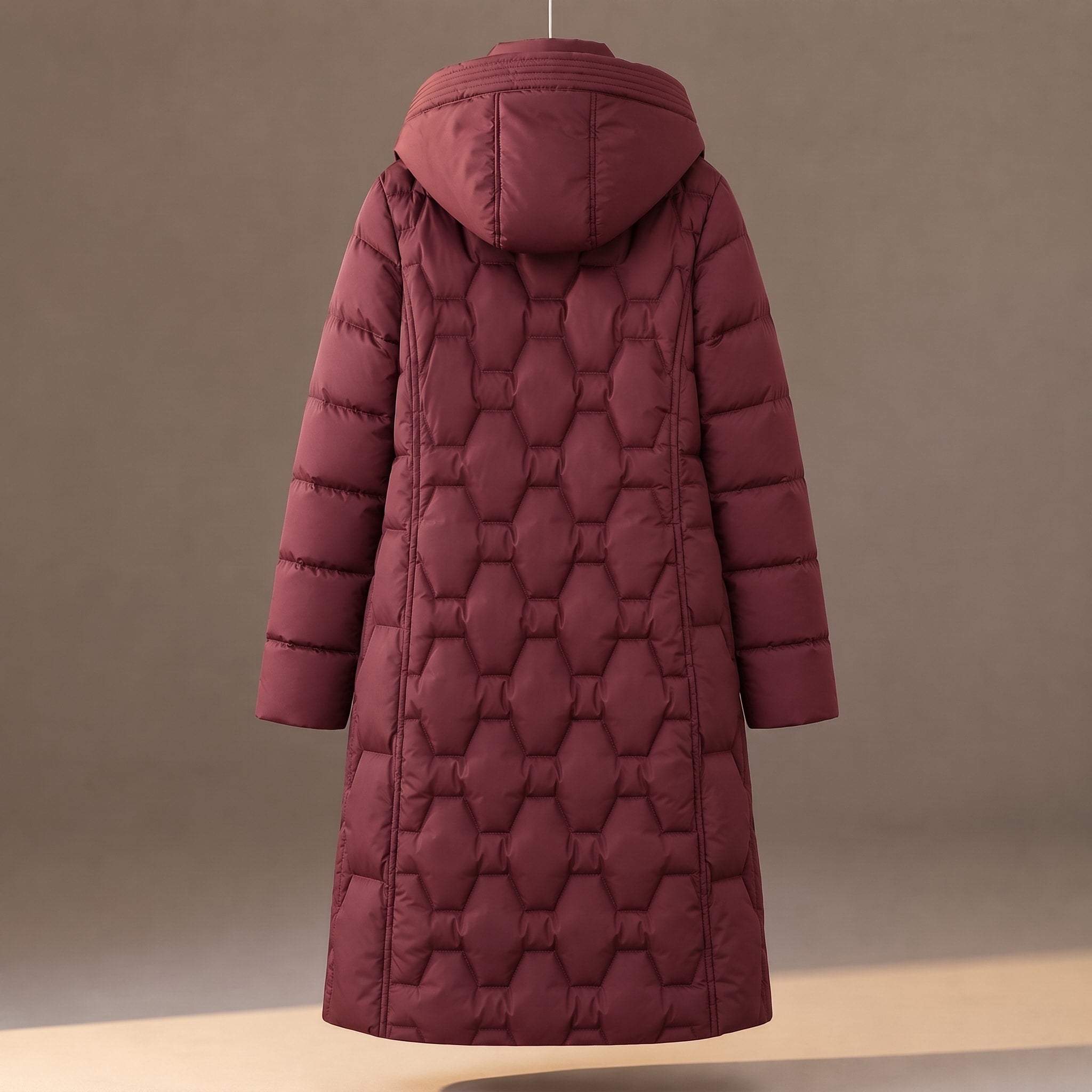 Charlotte - Women's Hooded Longline Puffer Coat with Quilted Panels