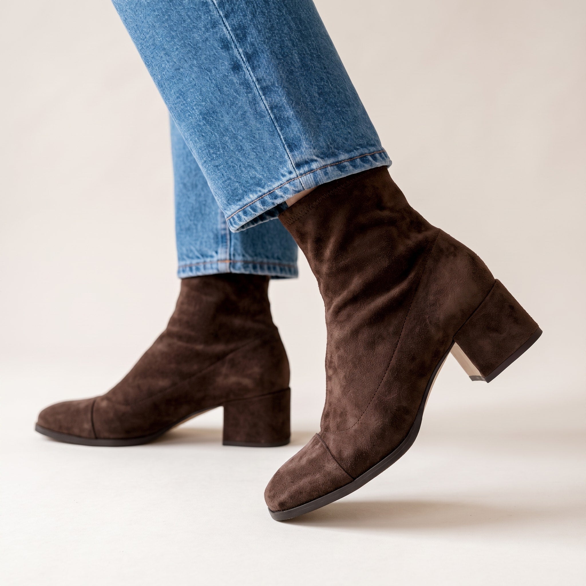 Emily - Women's Block Heel Ankle Boots with Square Toe