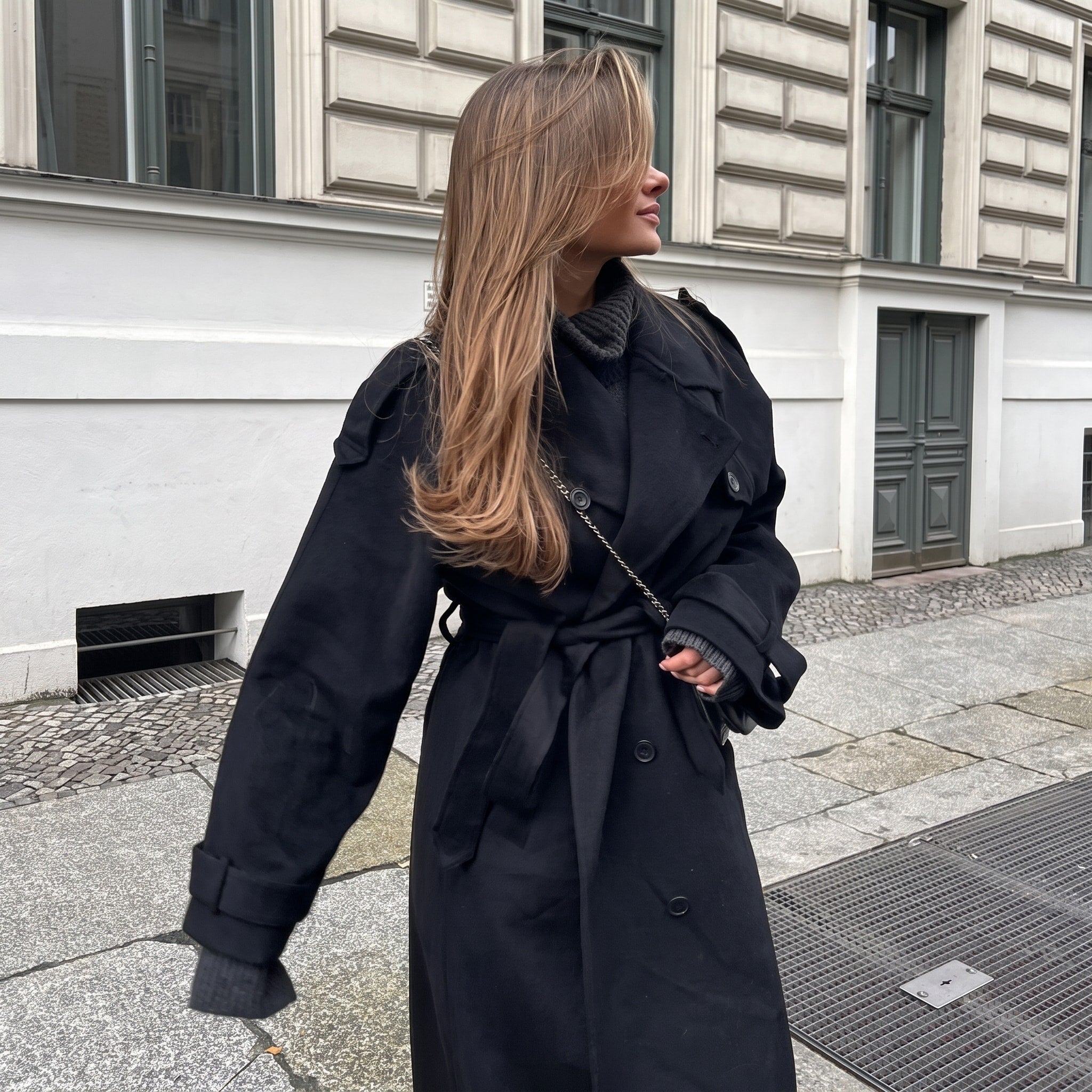 Sophie - Women's Oversized Longline Trench Coat with Belted Waist
