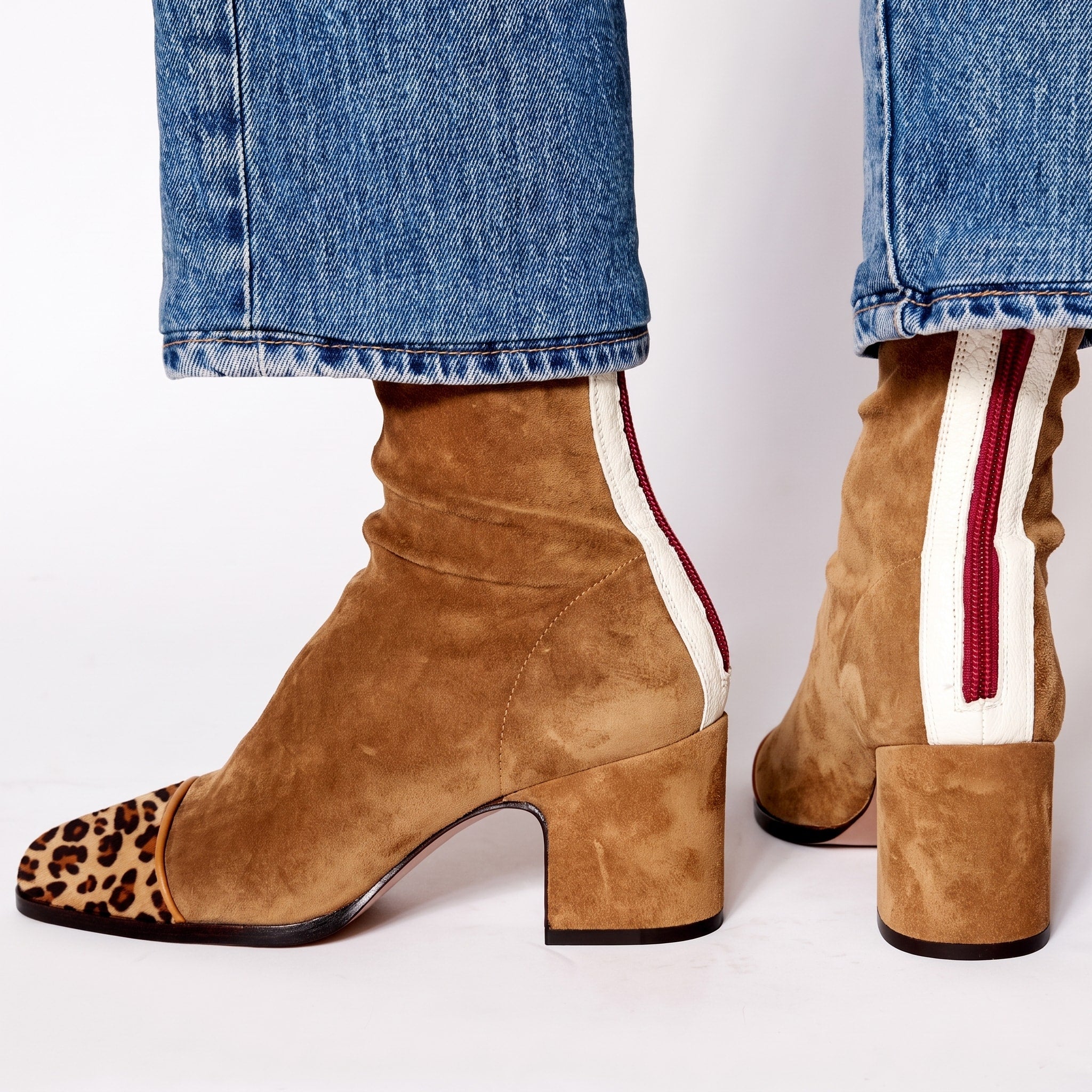 Emily - Women's Block Heel Ankle Boots with Square Toe