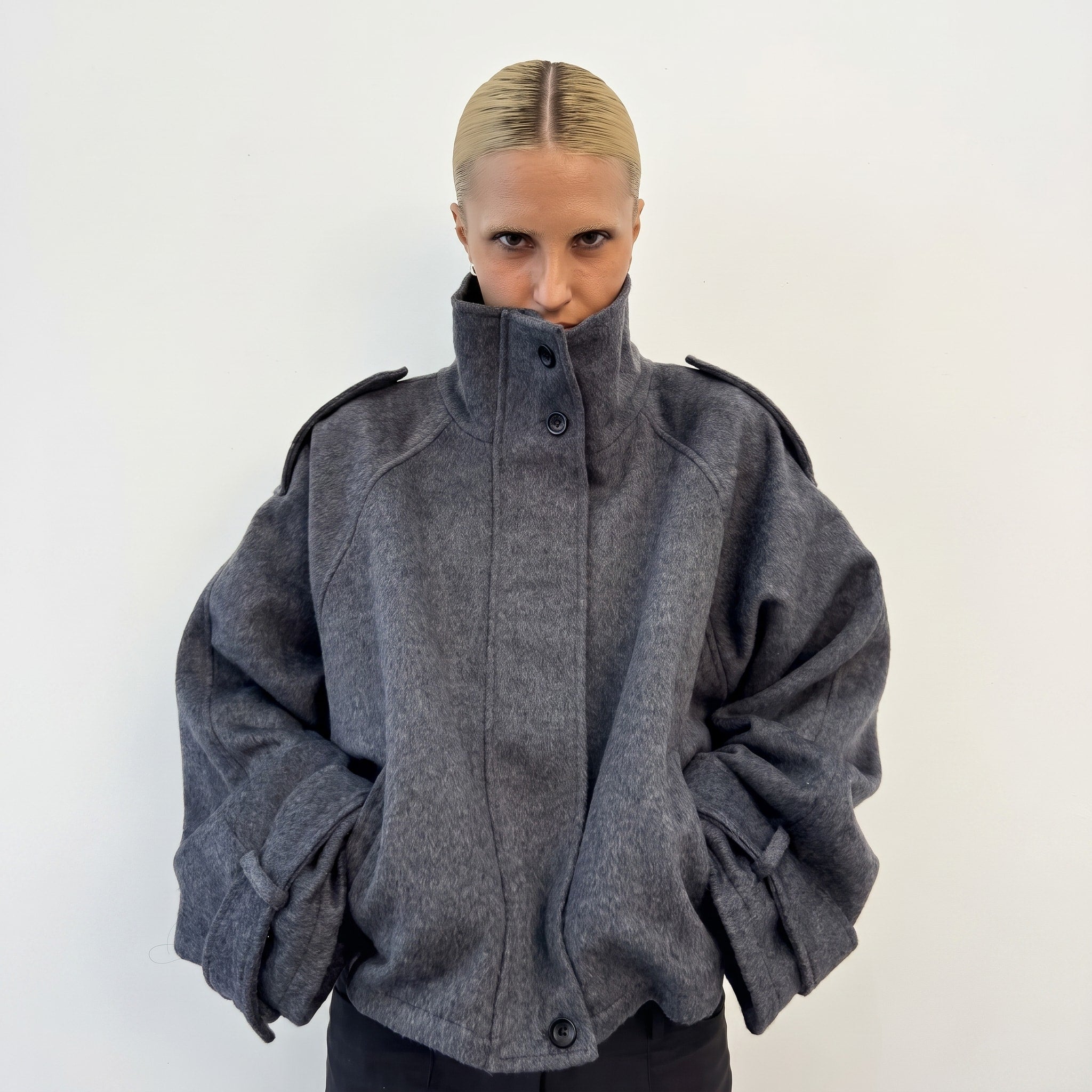 Sophie - Women's Oversized Funnel Neck Wool look Coat