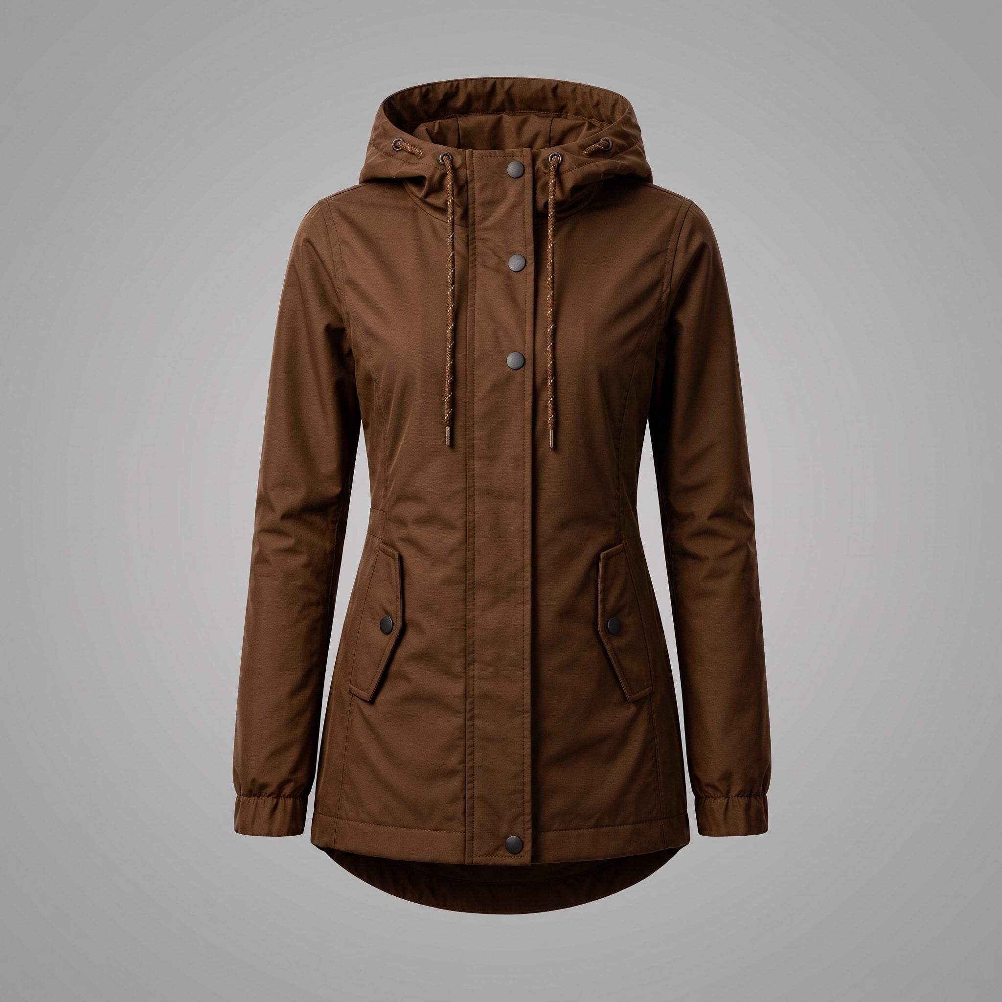 Teresa - Women's Hooded Jacket with Fitted Waist and Snap Button Front