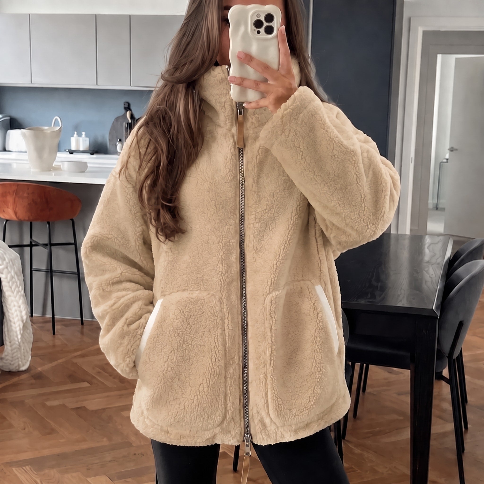Isla - Women's Oversized Jacket with Stand Collar