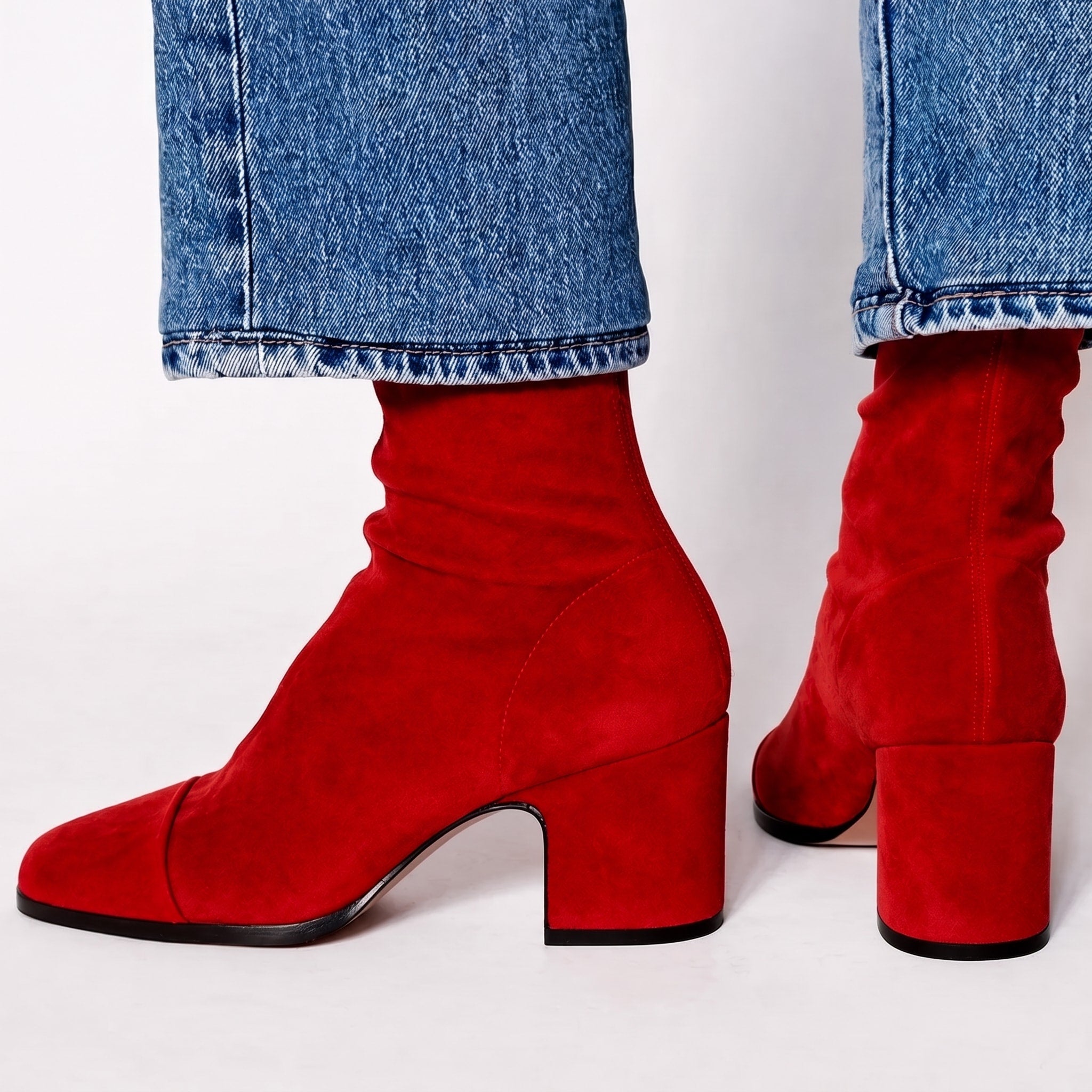Emily - Women's Block Heel Ankle Boots with Square Toe