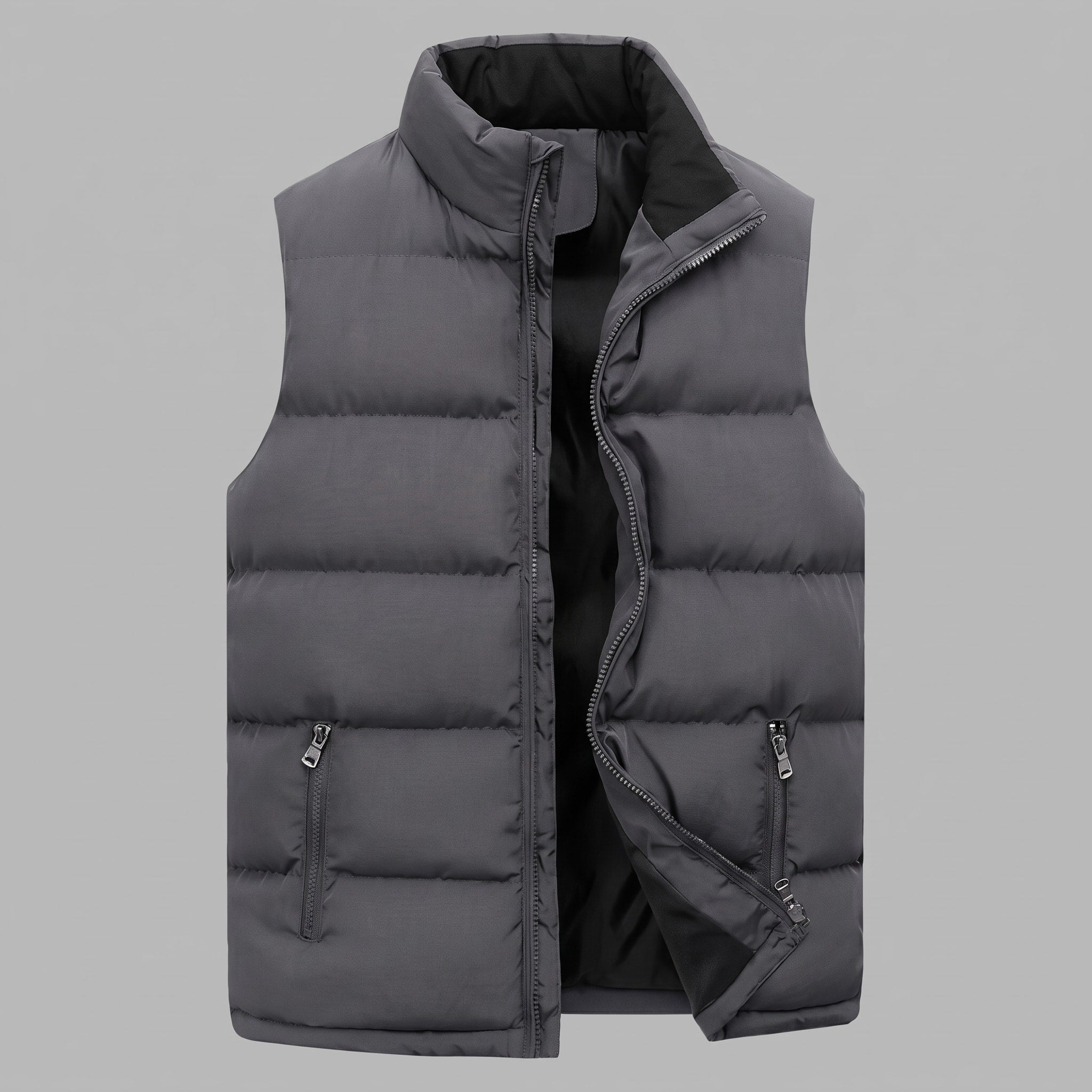 Oliver - Men's Quilted Padded Gilet with Stand Collar and Zip Pockets