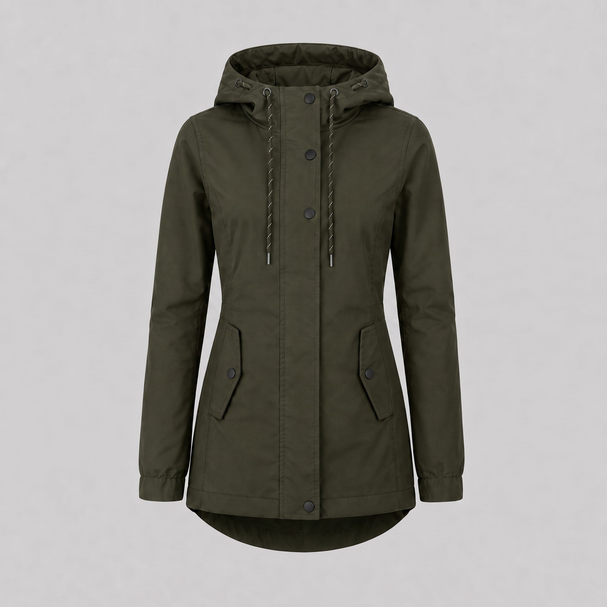 Teresa - Women's Hooded Jacket with Fitted Waist and Snap Button Front