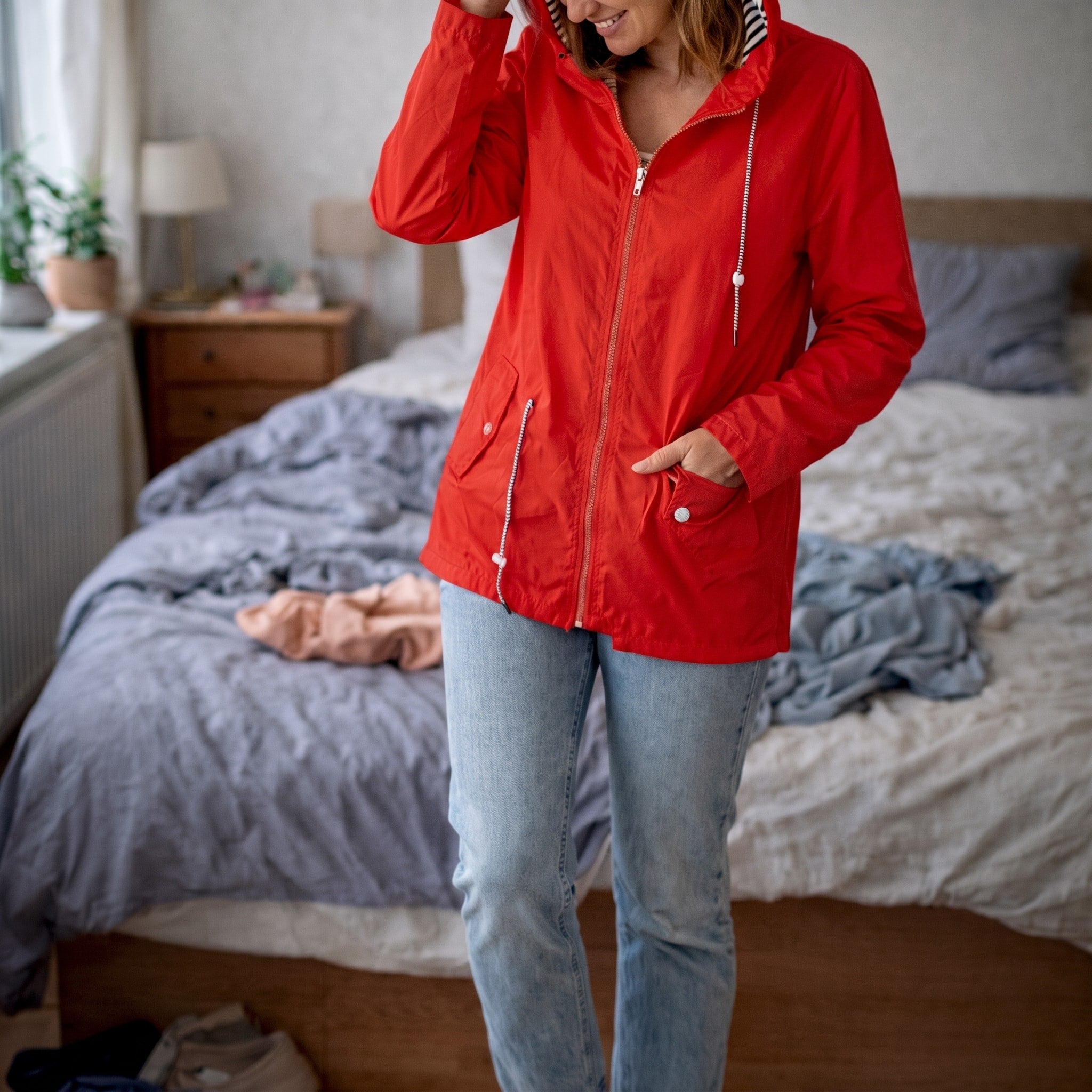 Amelia - Women's Hooded Transitional Jacket with Drawstring Waist