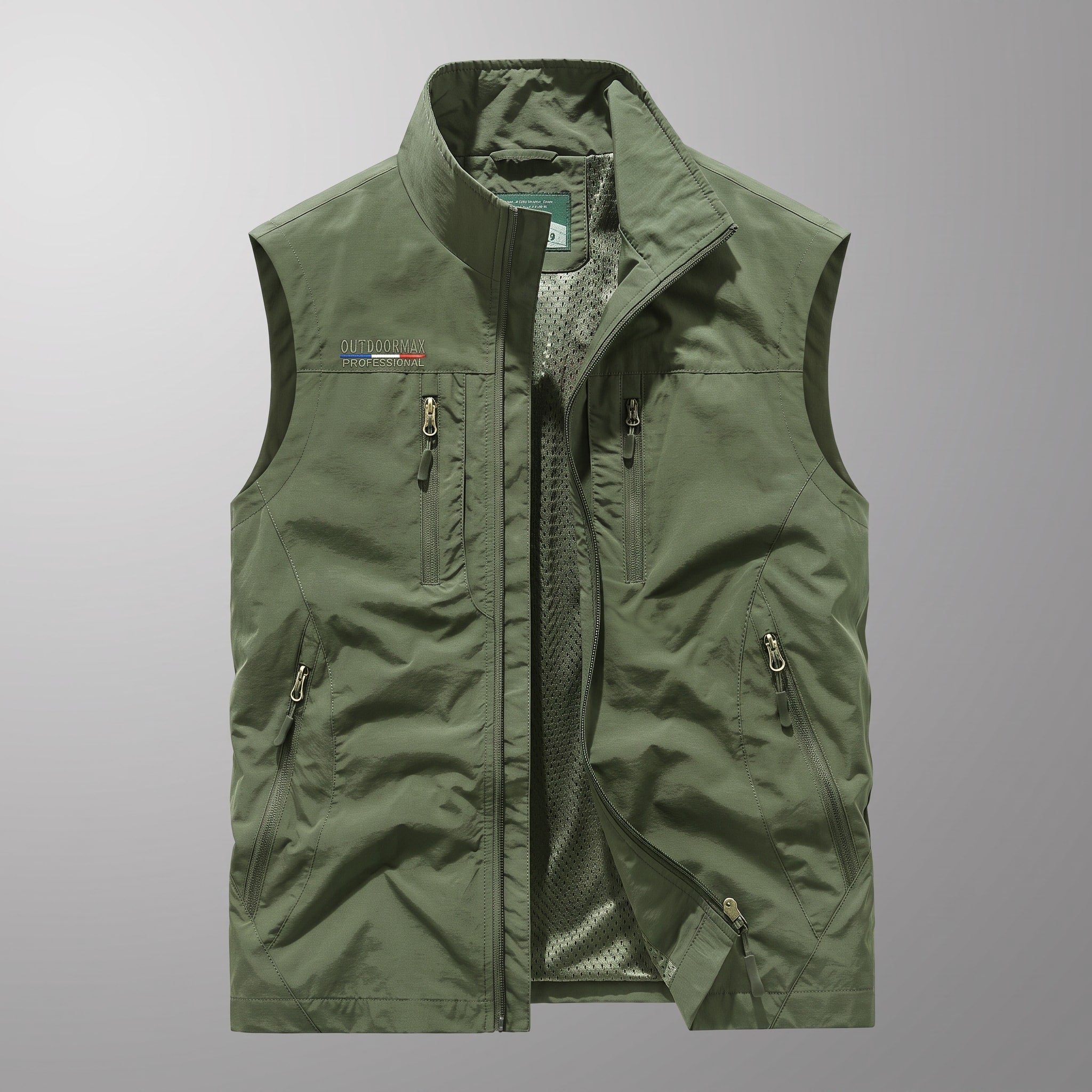 James - Men's Zip-Up Gilet with Multiple Pockets and Stand Collar