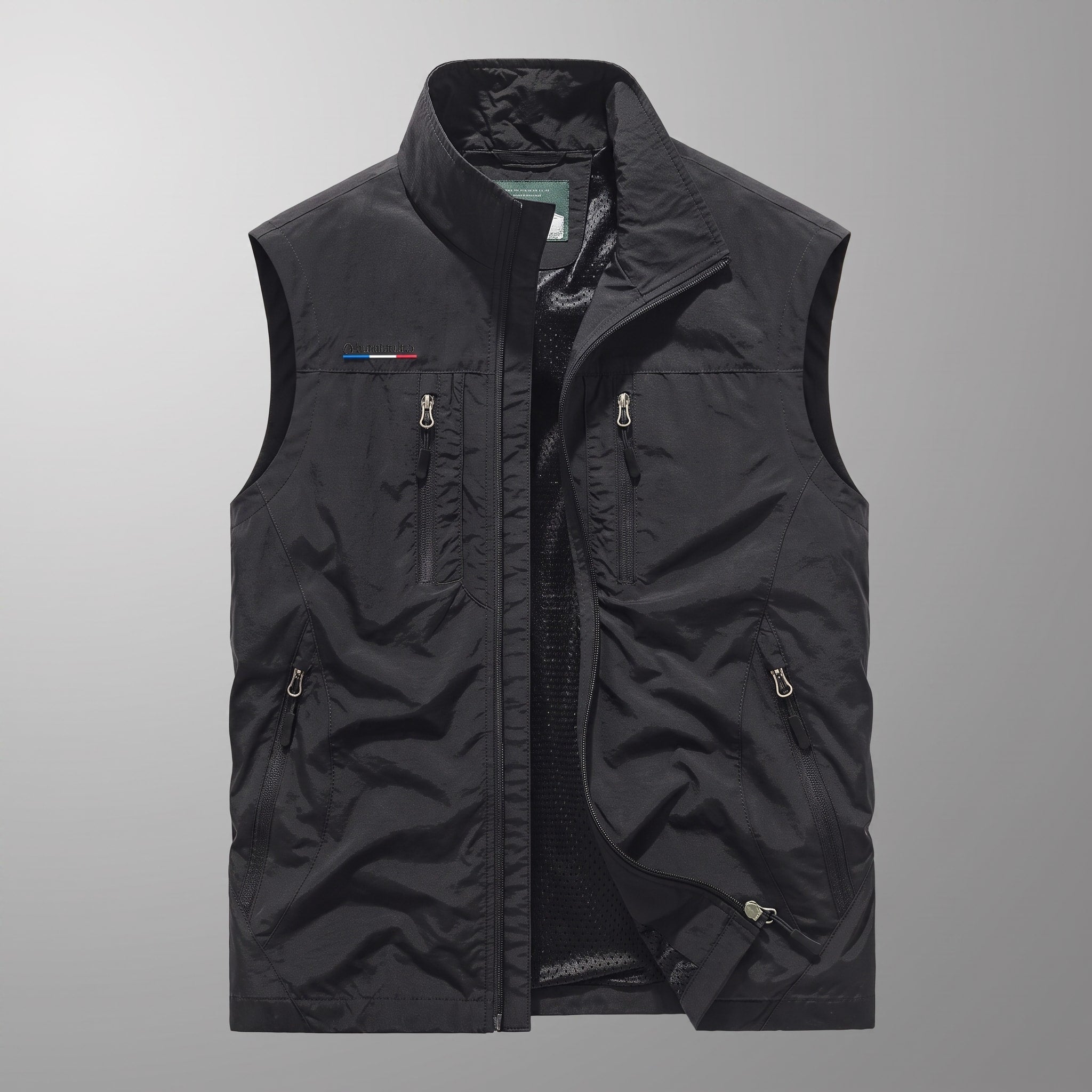 James - Men's Zip-Up Gilet with Multiple Pockets and Stand Collar