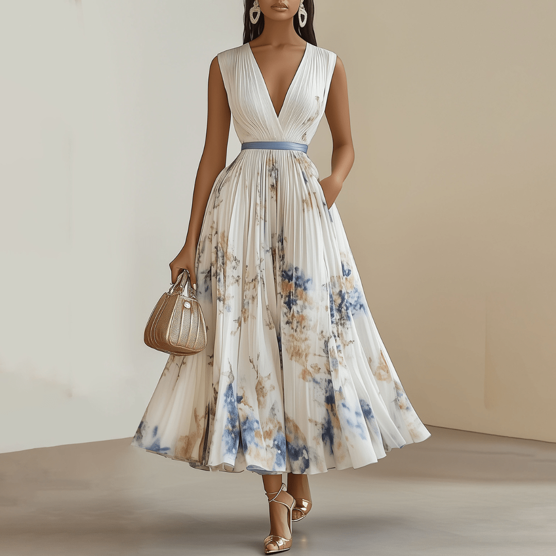 Georgia - Women's Wedding Guest Floral Pleated Midi Dress