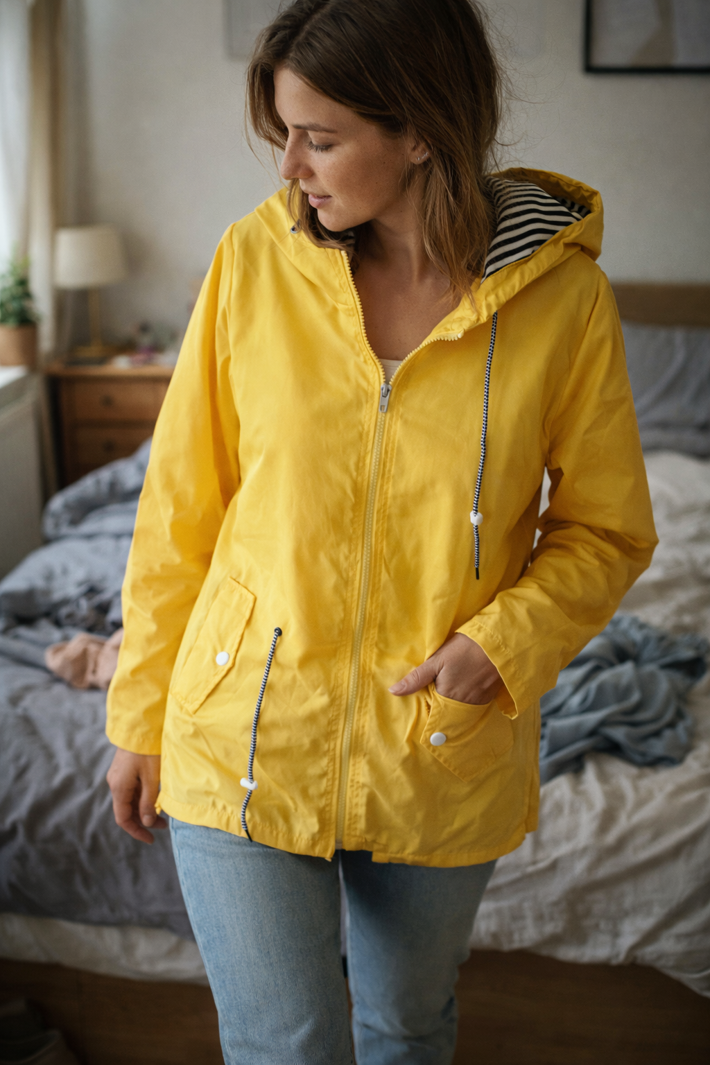 Amelia - Women's Hooded Transitional Jacket with Drawstring Waist