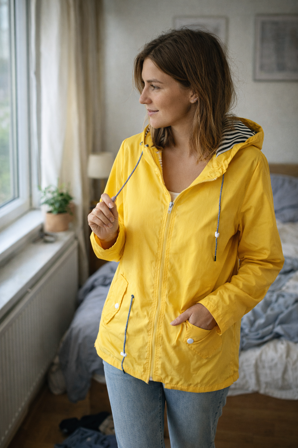 Amelia - Women's Hooded Transitional Jacket with Drawstring Waist
