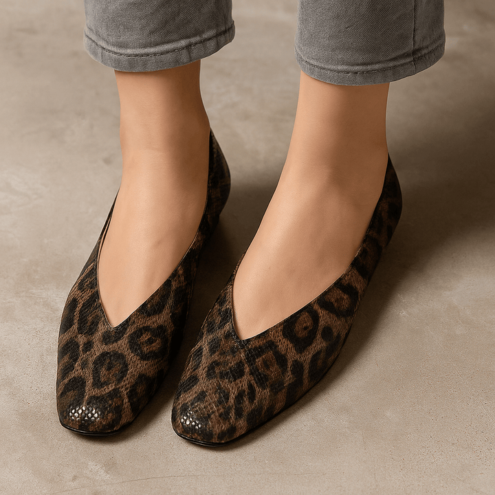 Alice - Women's Leopard Print Square Toe Ballet Flats