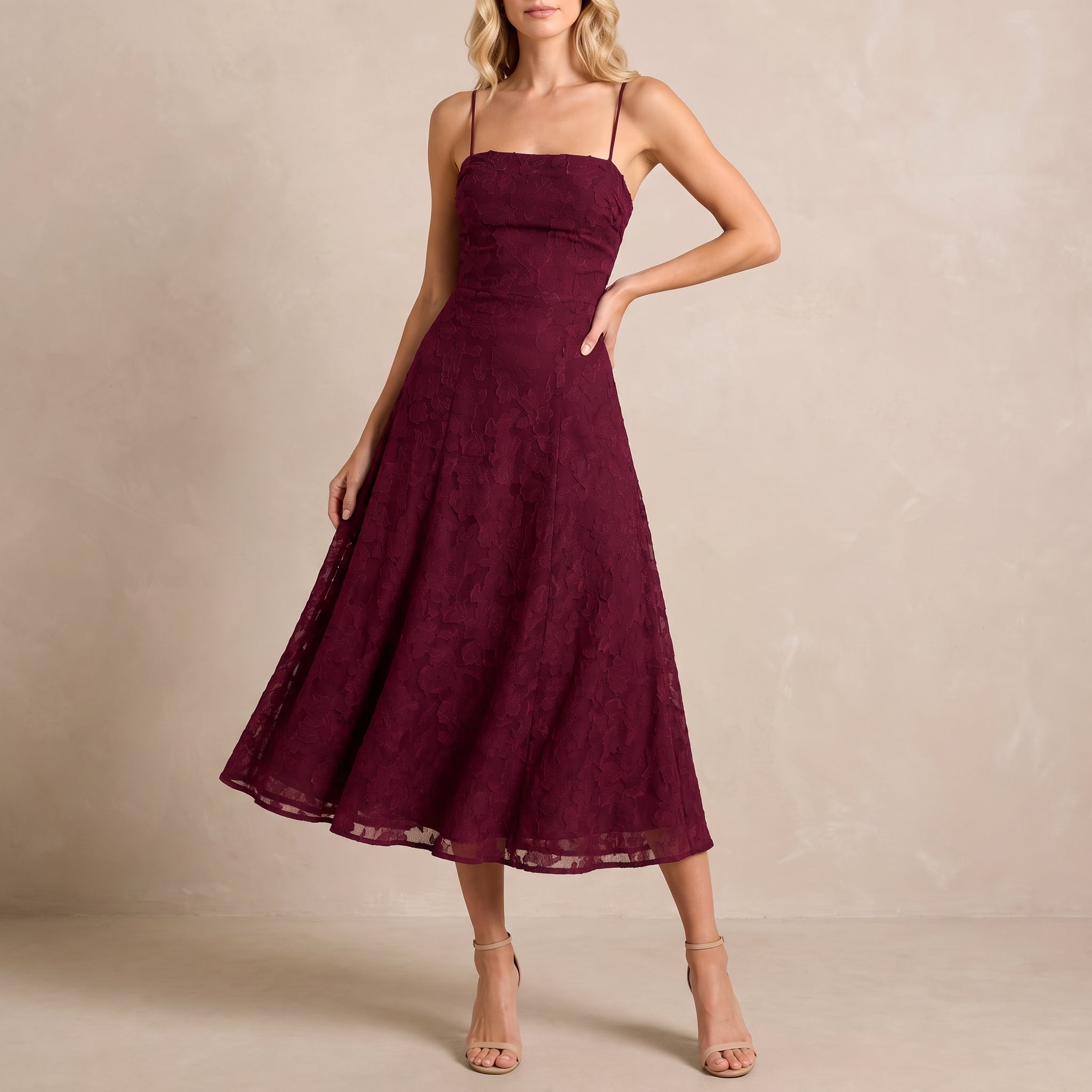 Clara - Women's Evening Floral Ruched Floral Midi Dress