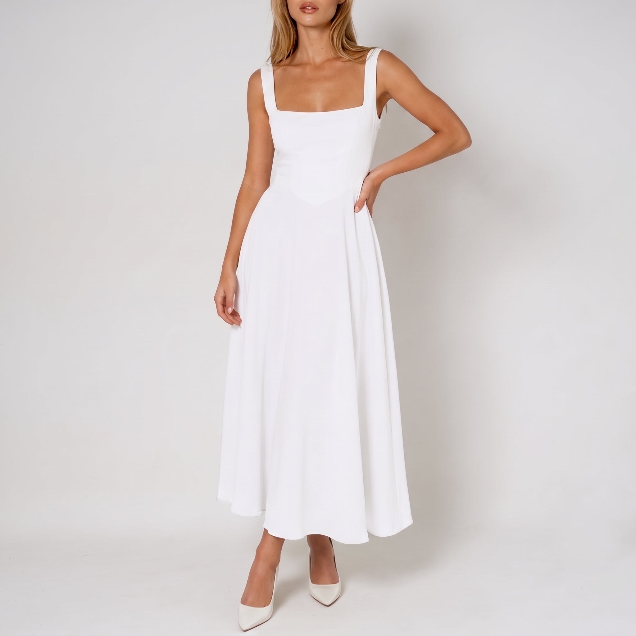 Clara - Women's Summer Corset Bodice Sleeveless Midi Dress