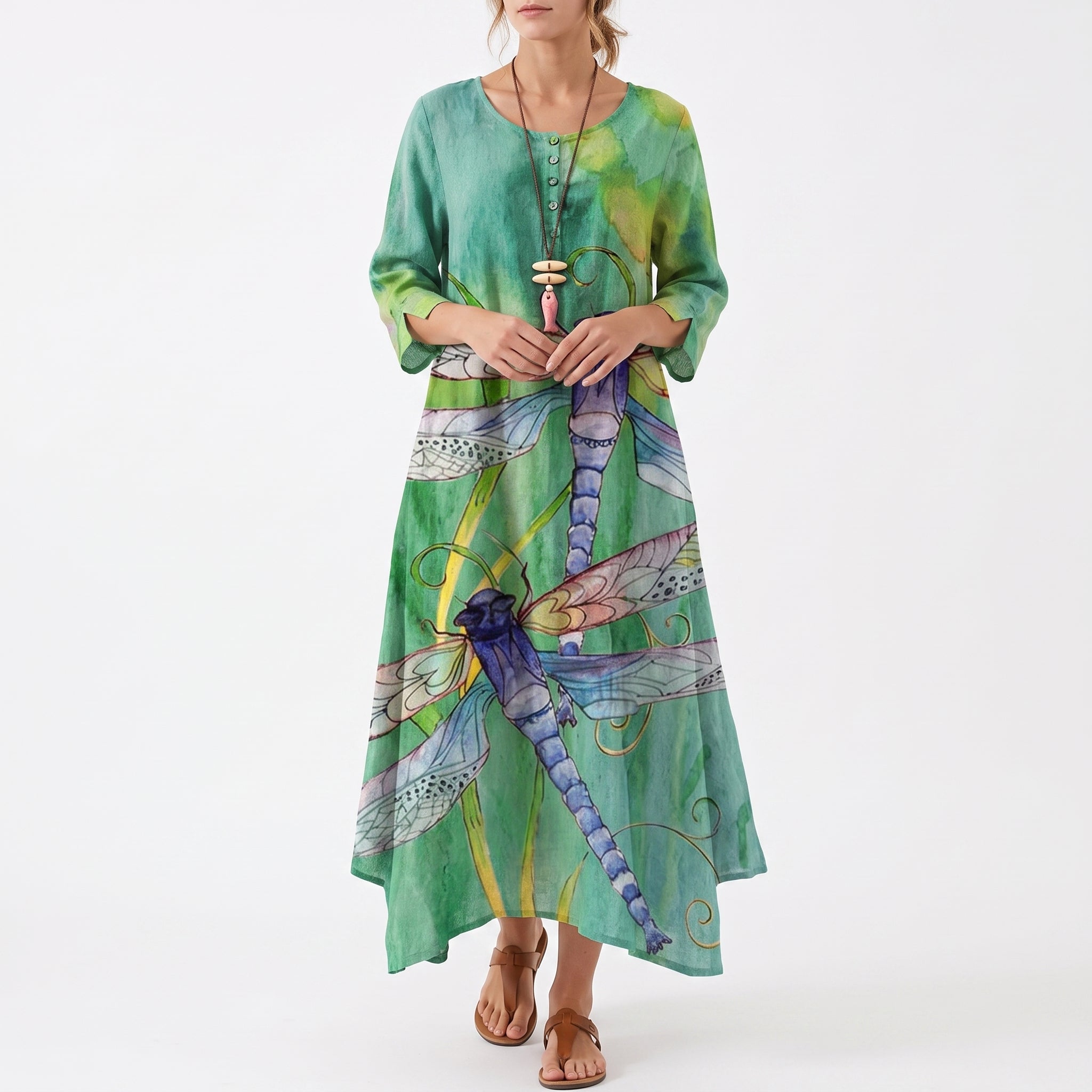 Georgia - Women's Summer Floral Asymmetric Hem Maxi Dress