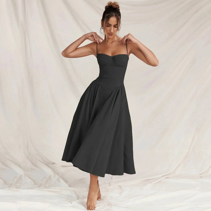 Sofia - Women's Wedding Guest Corset Pleated Midi Dress