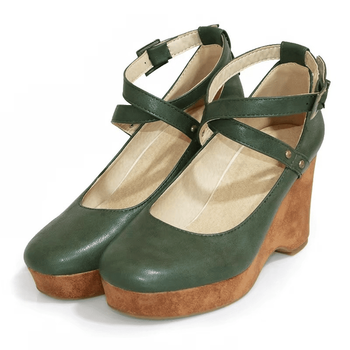 Sophie - Women's Round Toe Wedge Sandal with Ankle Strap