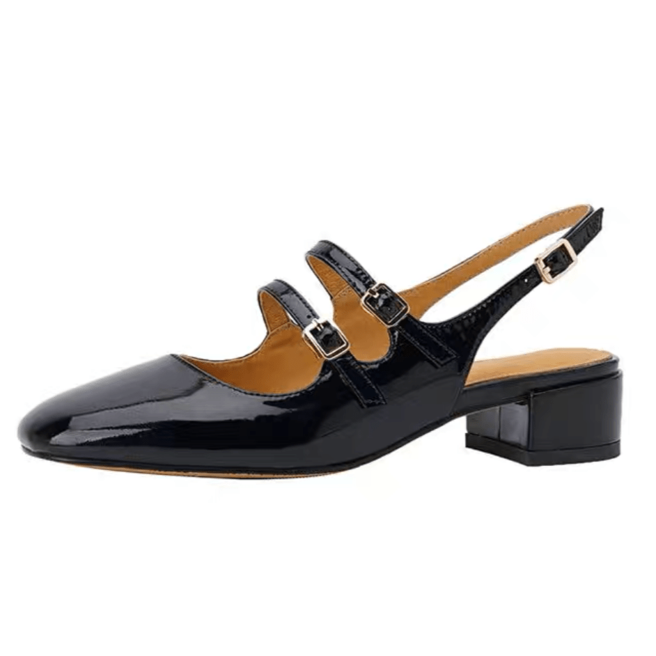 Daisy - Women's Block Heel Mary Jane Pumps with Double Strap