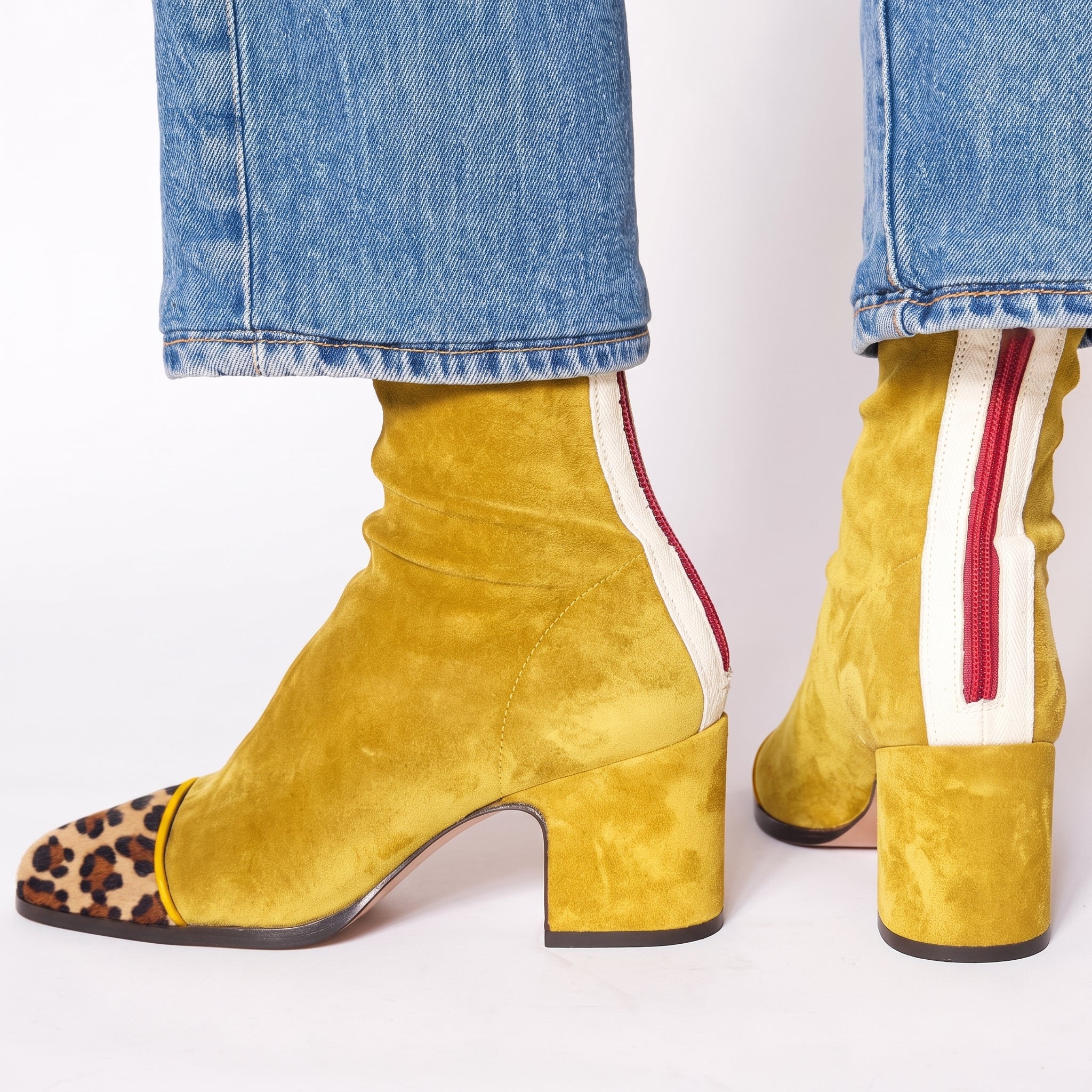 Emily - Women's Block Heel Ankle Boots with Square Toe