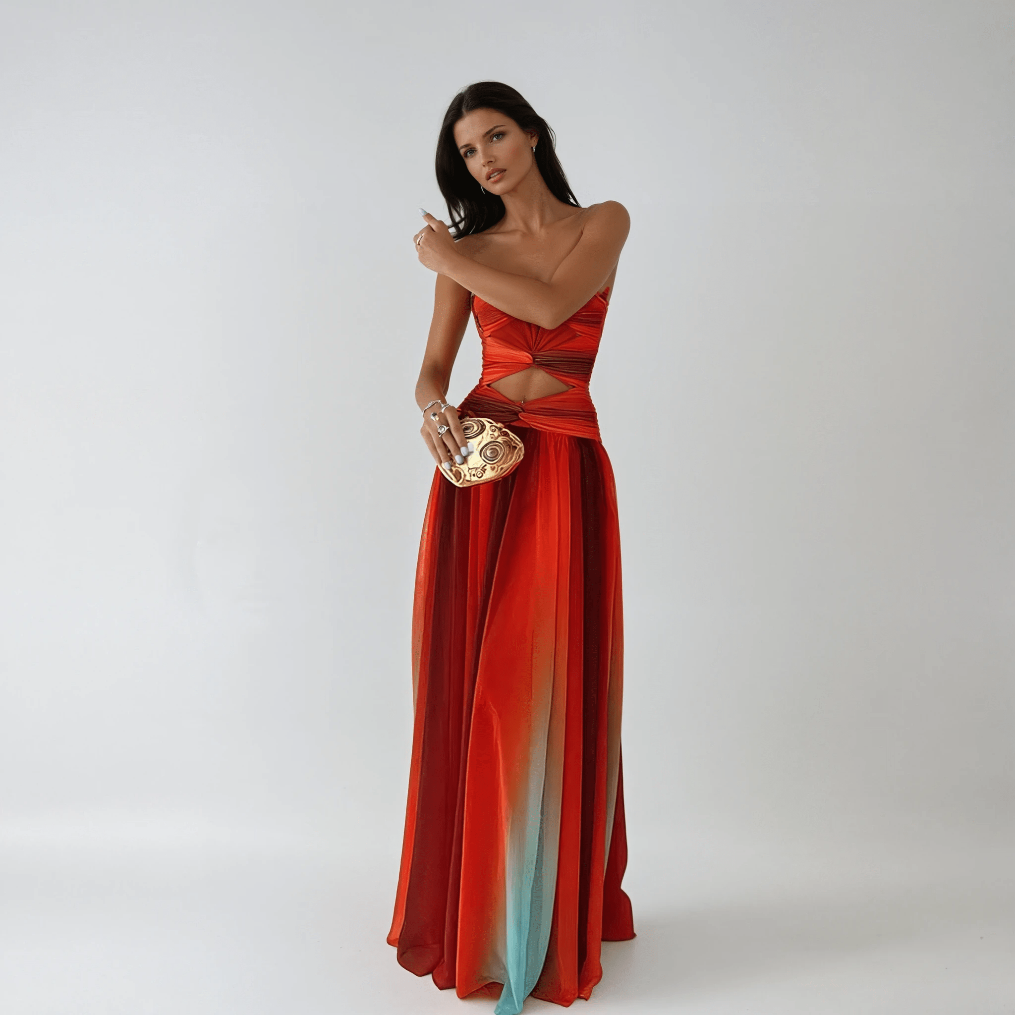 Georgia - Women's Evening Ombre Pleated Maxi Dress