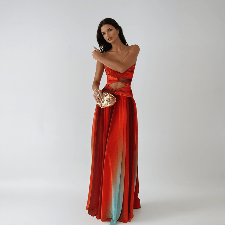Georgia - Women's Evening Ombre Pleated Maxi Dress