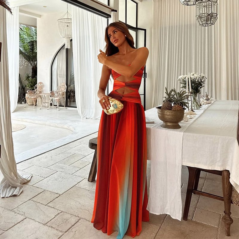 Georgia - Women's Evening Ombre Pleated Maxi Dress