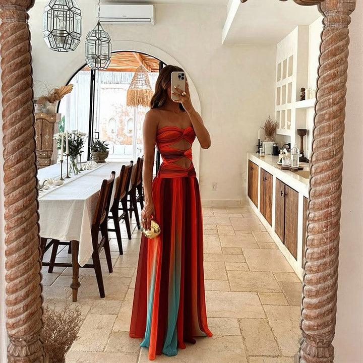 Georgia - Women's Evening Ombre Pleated Maxi Dress