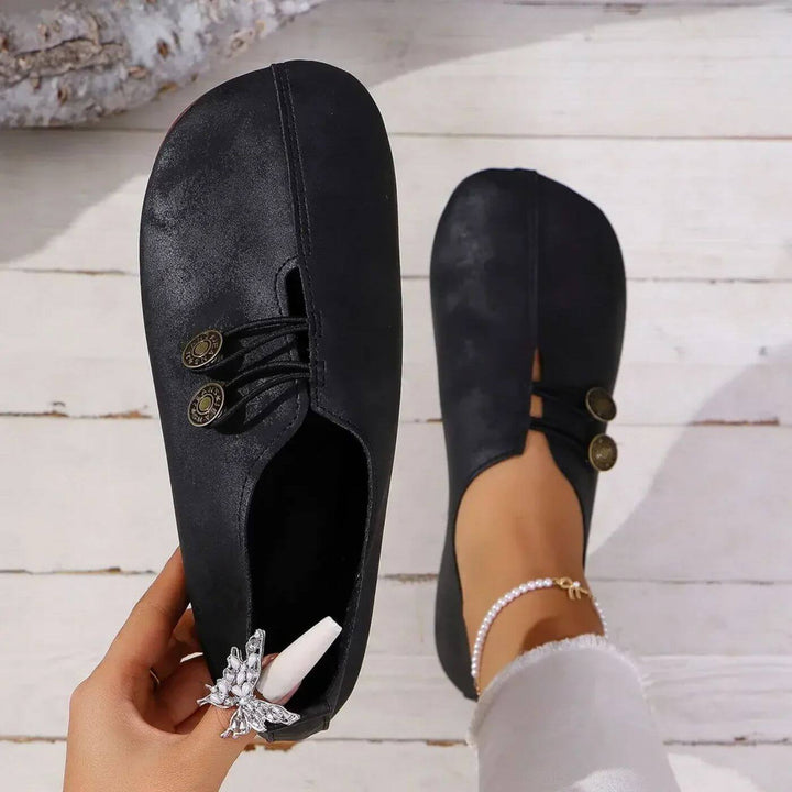 Alice - Women's Orthopaedic Moccasins with Button Detail