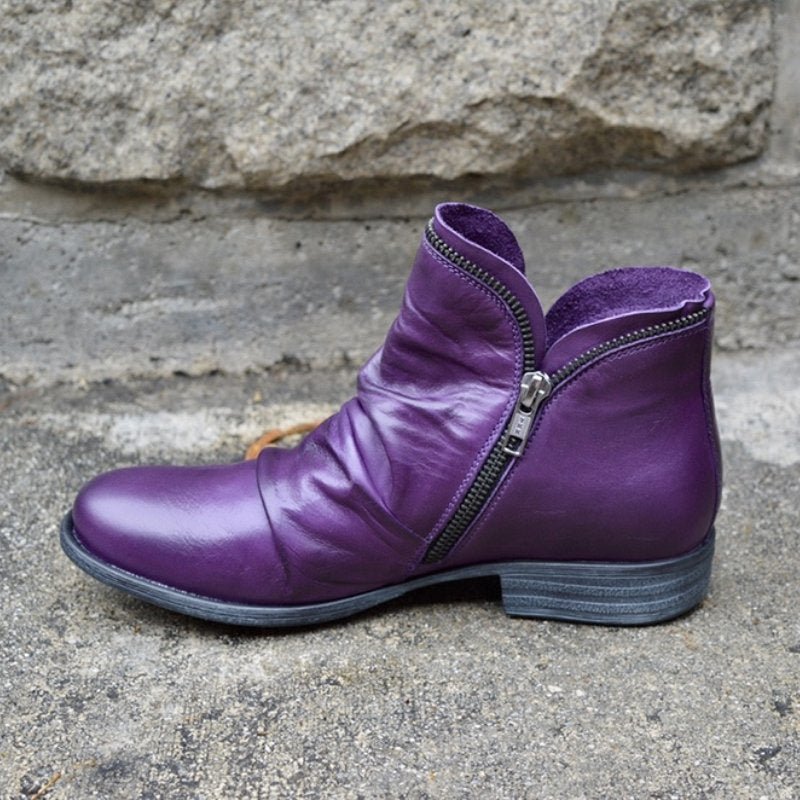 Isla - Women's Ankle Boots with Zip Detail